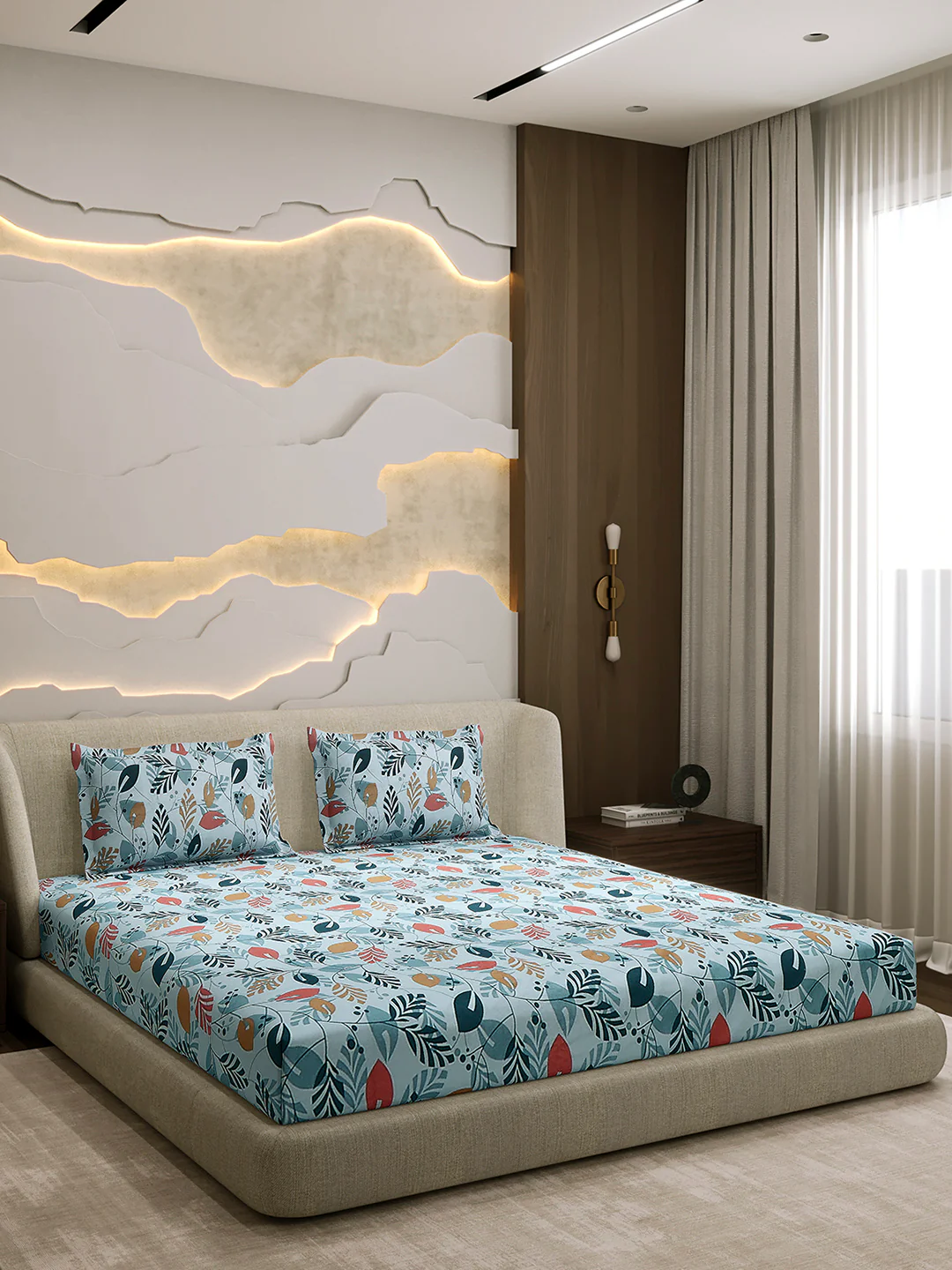 104 TC 100% Cotton Double Bed 1 Bedsheet with 2 Pillow Cover (Samriddhi) - Image 4