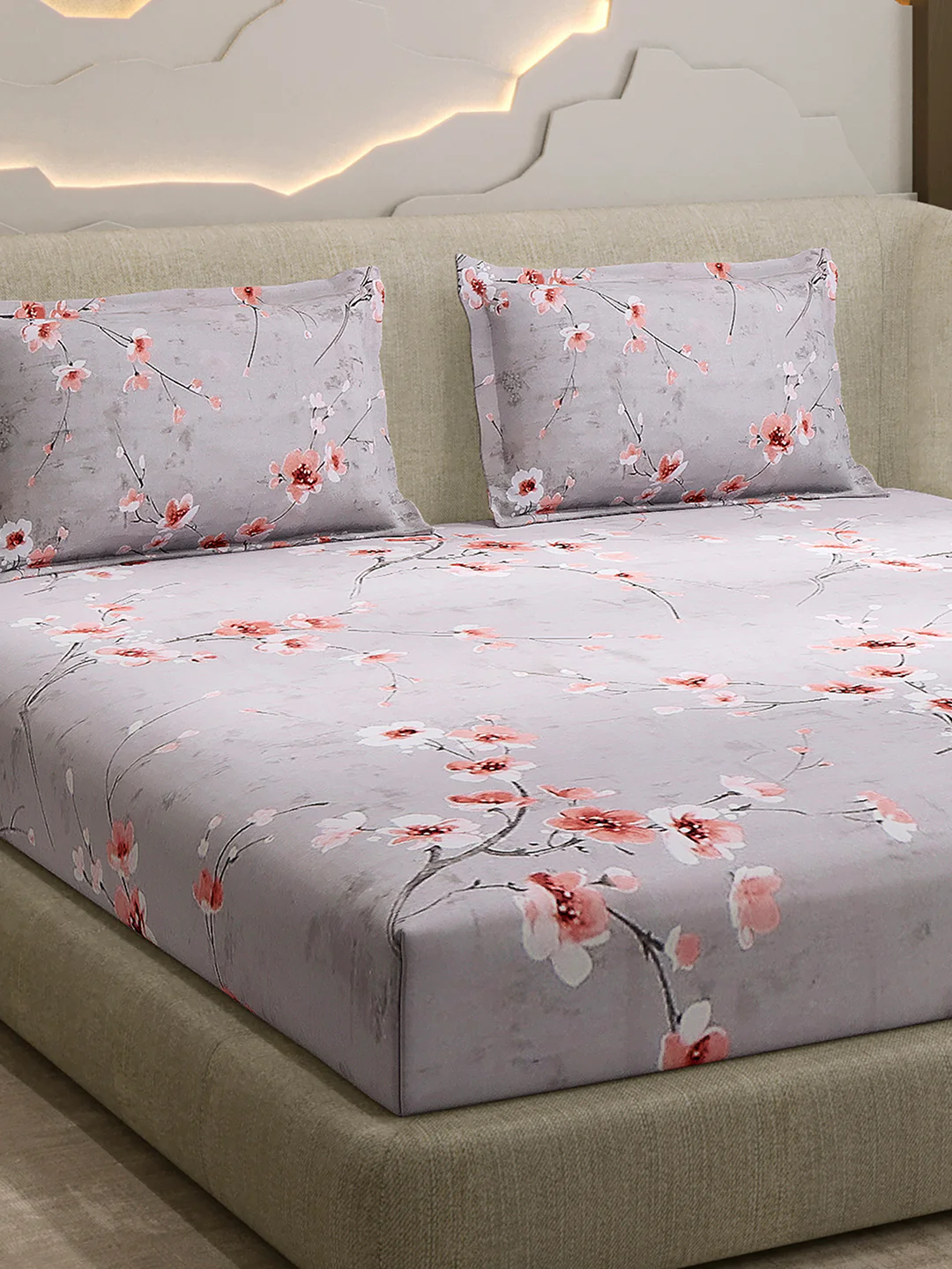 104 TC 100% Cotton Double Bed 1 Bedsheet with 2 Pillow Cover (Samriddhi)