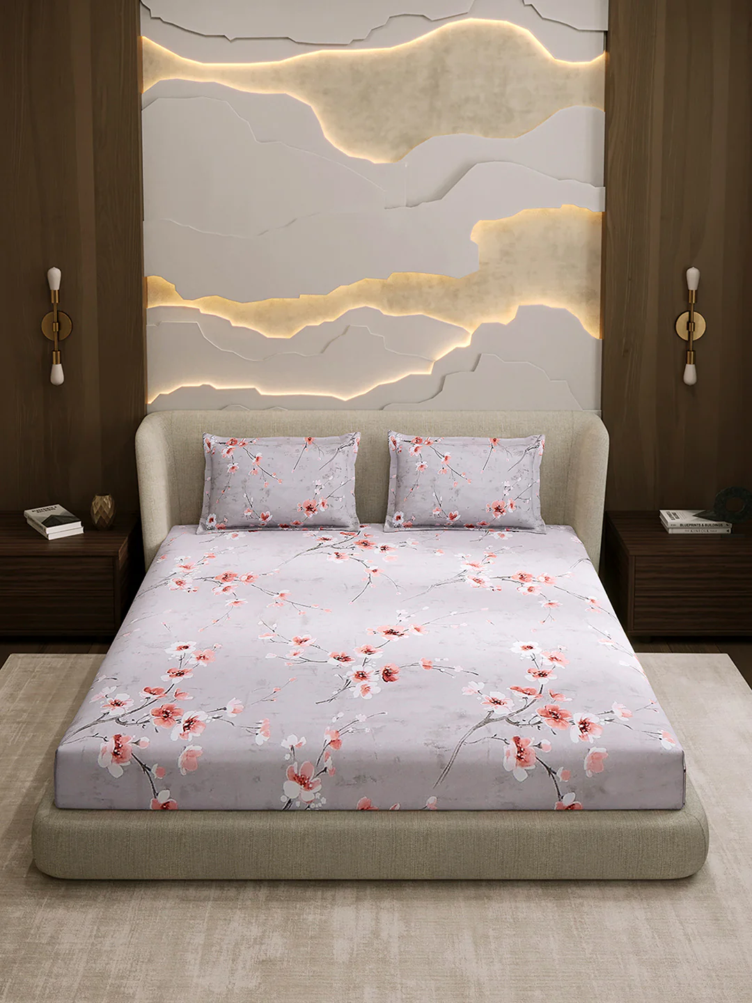 104 TC 100% Cotton Double Bed 1 Bedsheet with 2 Pillow Cover (Samriddhi) - Image 2
