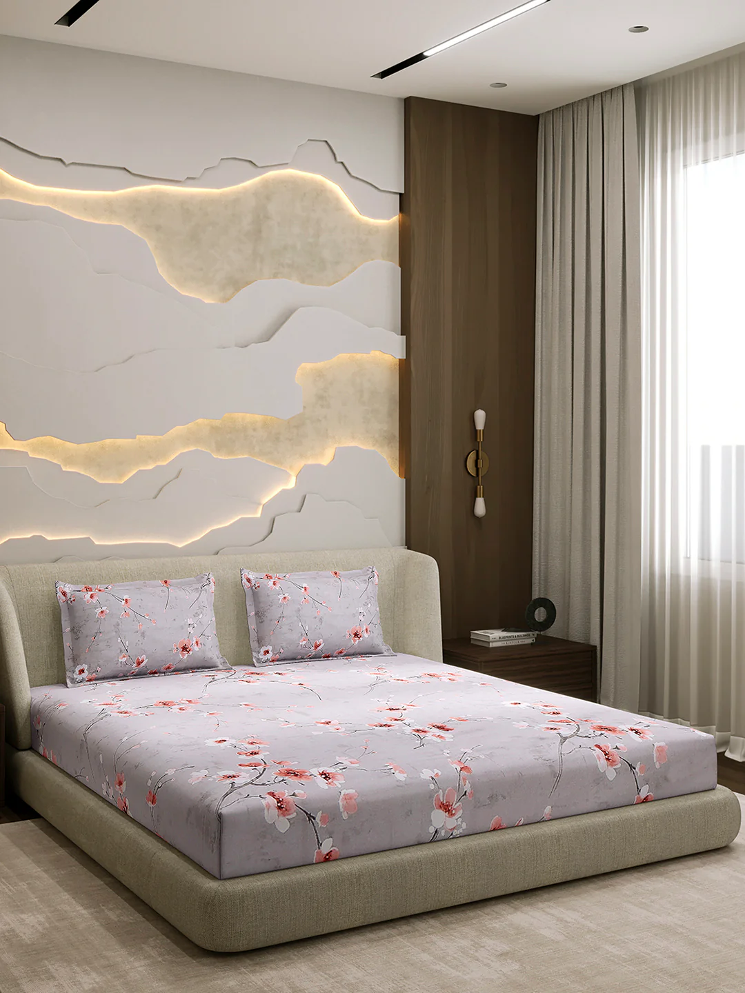 104 TC 100% Cotton Double Bed 1 Bedsheet with 2 Pillow Cover (Samriddhi) - Image 4