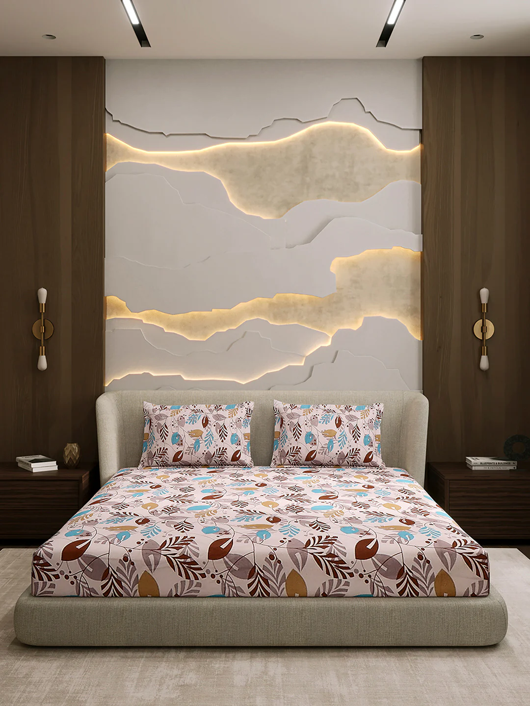 104 TC 100% Cotton Double Bed 1 Bedsheet with 2 Pillow Cover (Samriddhi) - Image 3