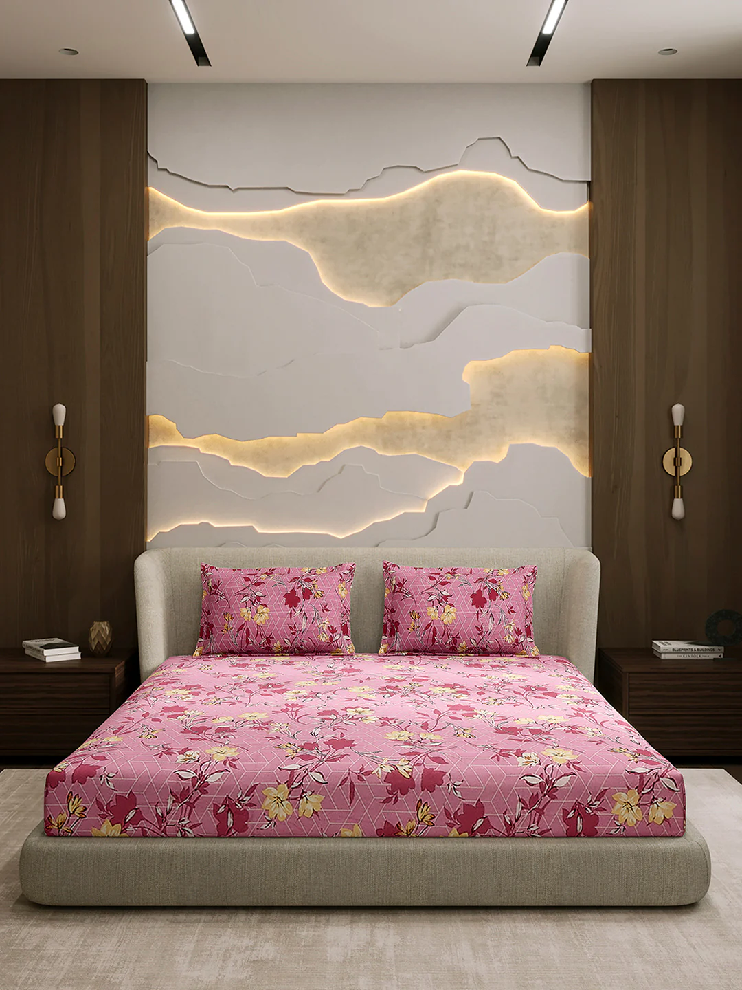 104 TC 100% Cotton Double Bed 1 Bedsheet with 2 Pillow Cover (Samriddhi) - Image 3