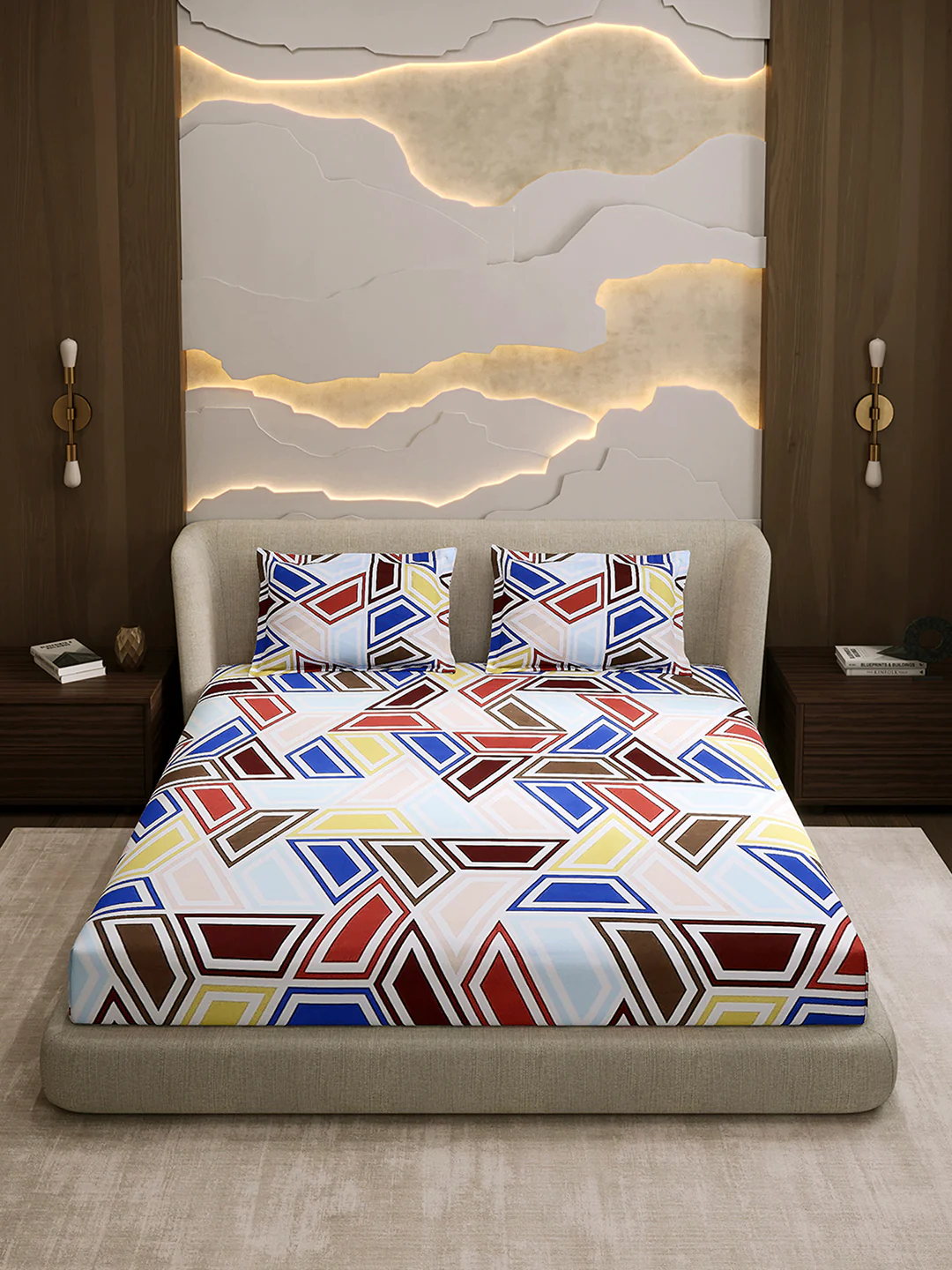 104 TC 100% Cotton Double Bed 1 Bedsheet with 2 Pillow Cover (Samriddhi) - Image 2
