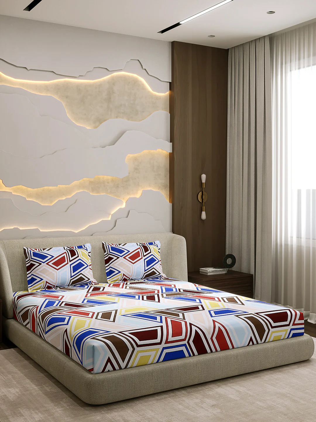 104 TC 100% Cotton Double Bed 1 Bedsheet with 2 Pillow Cover (Samriddhi) - Image 4