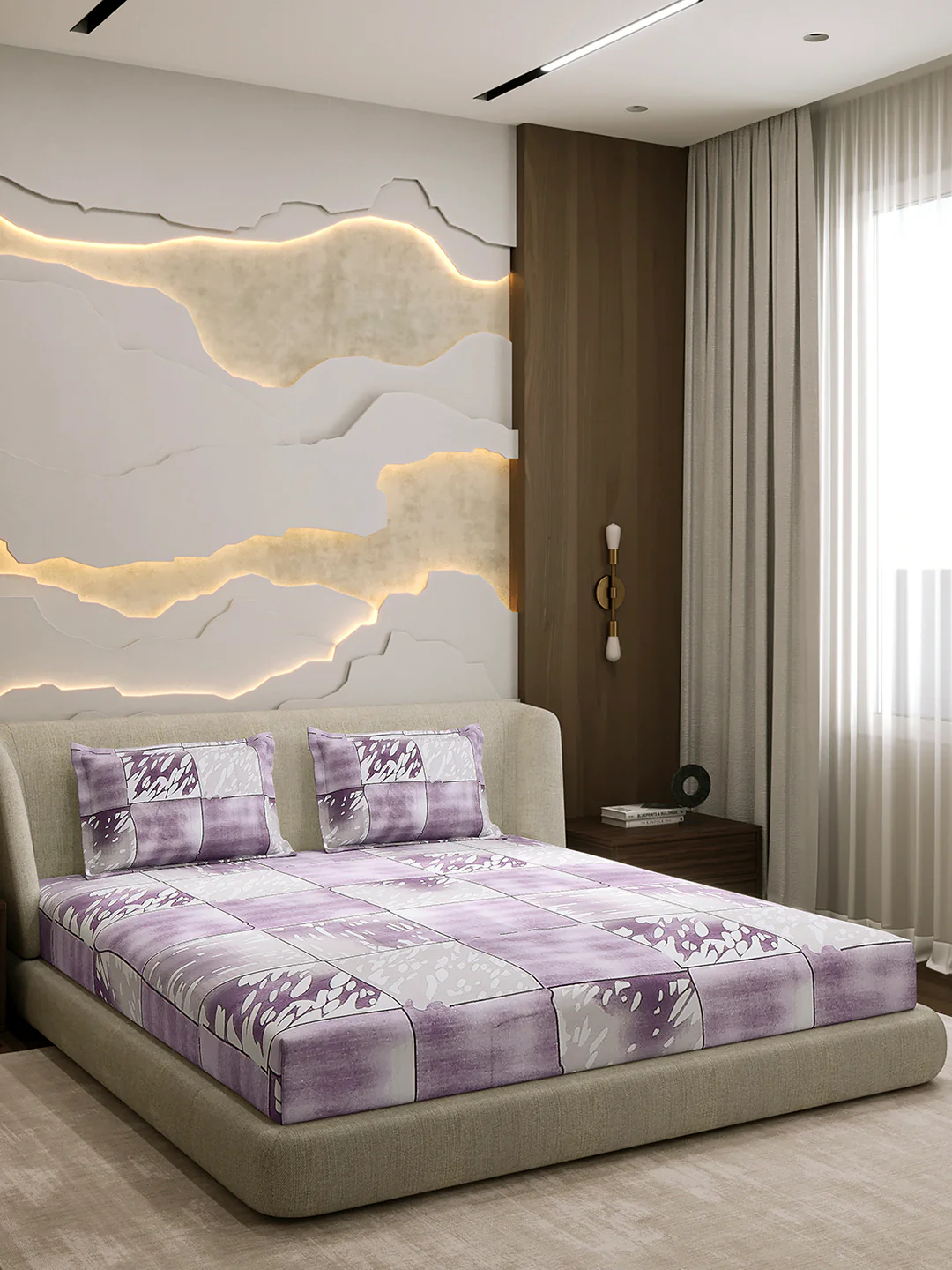 104 TC 100% Cotton Double Bed 1 Bedsheet with 2 Pillow Cover (Samriddhi) - Image 4