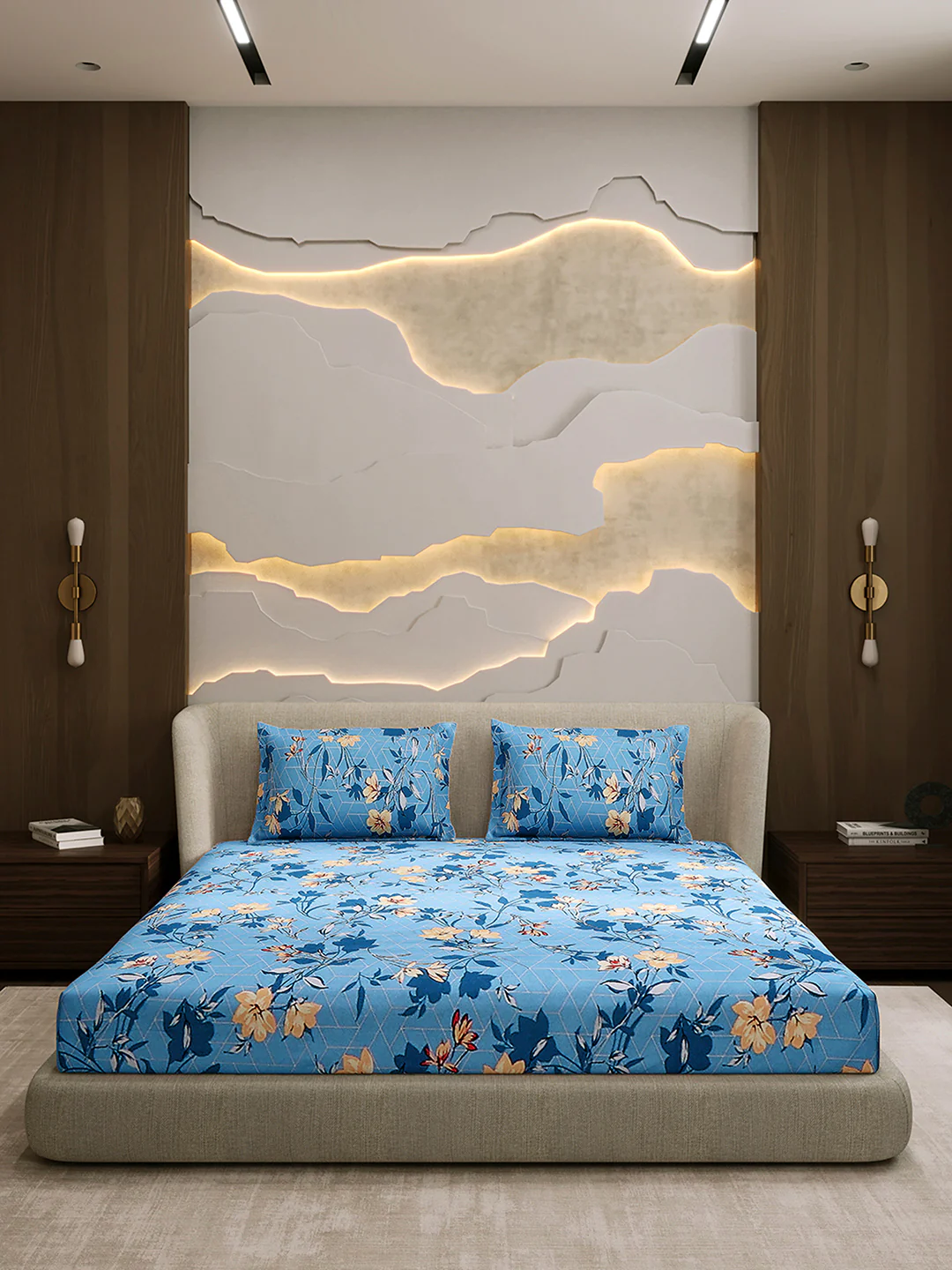 104 TC 100% Cotton Double Bed 1 Bedsheet with 2 Pillow Cover (Samriddhi) - Image 3
