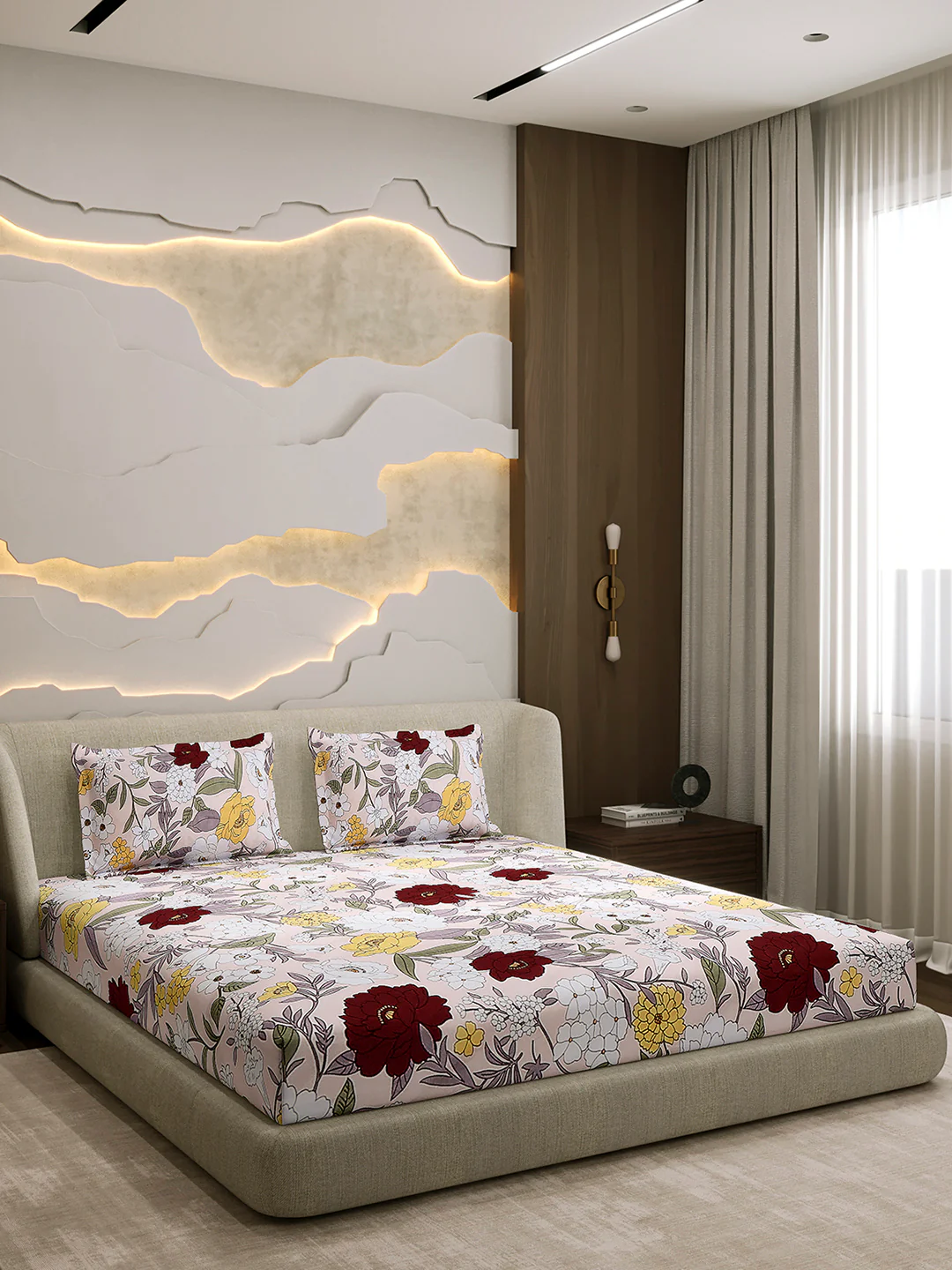 104 TC 100% Cotton Double Bed 1 Bedsheet with 2 Pillow Cover (Samriddhi) - Image 4