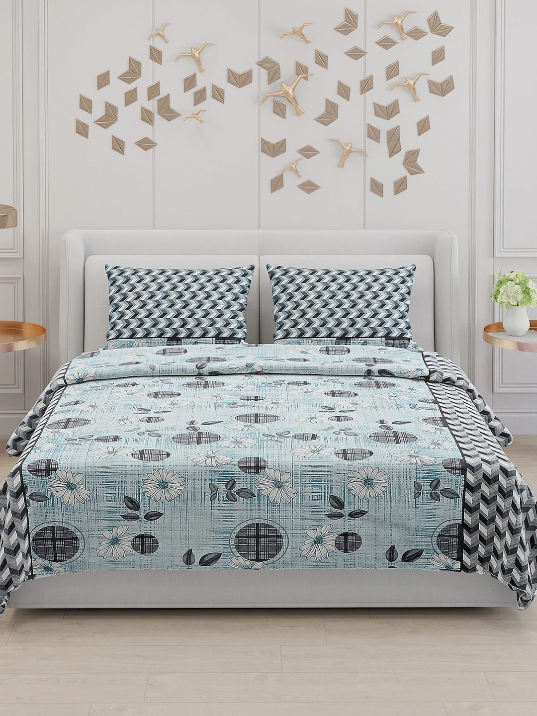 104 TC Cotton Double Bed Bedsheet with 2 Pillow Covers - Updated - Updated - Updated - Image 3