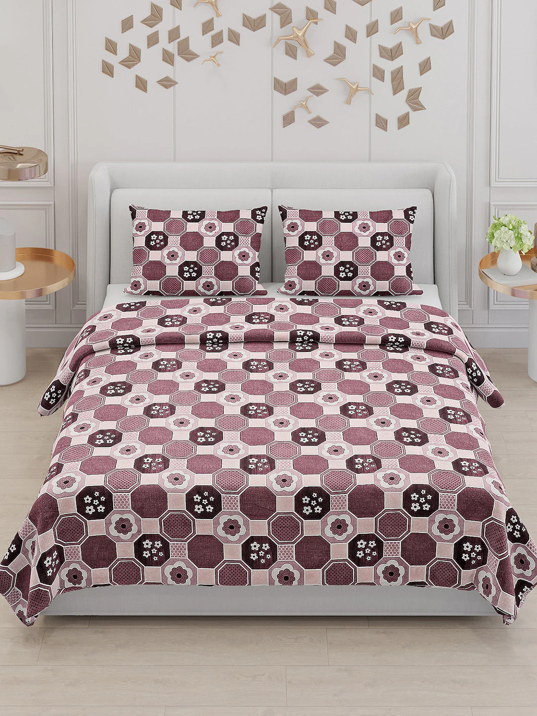 104 TC Cotton Double Bed Bedsheet with 2 Pillow Covers - Updated - Updated - Updated - Image 2