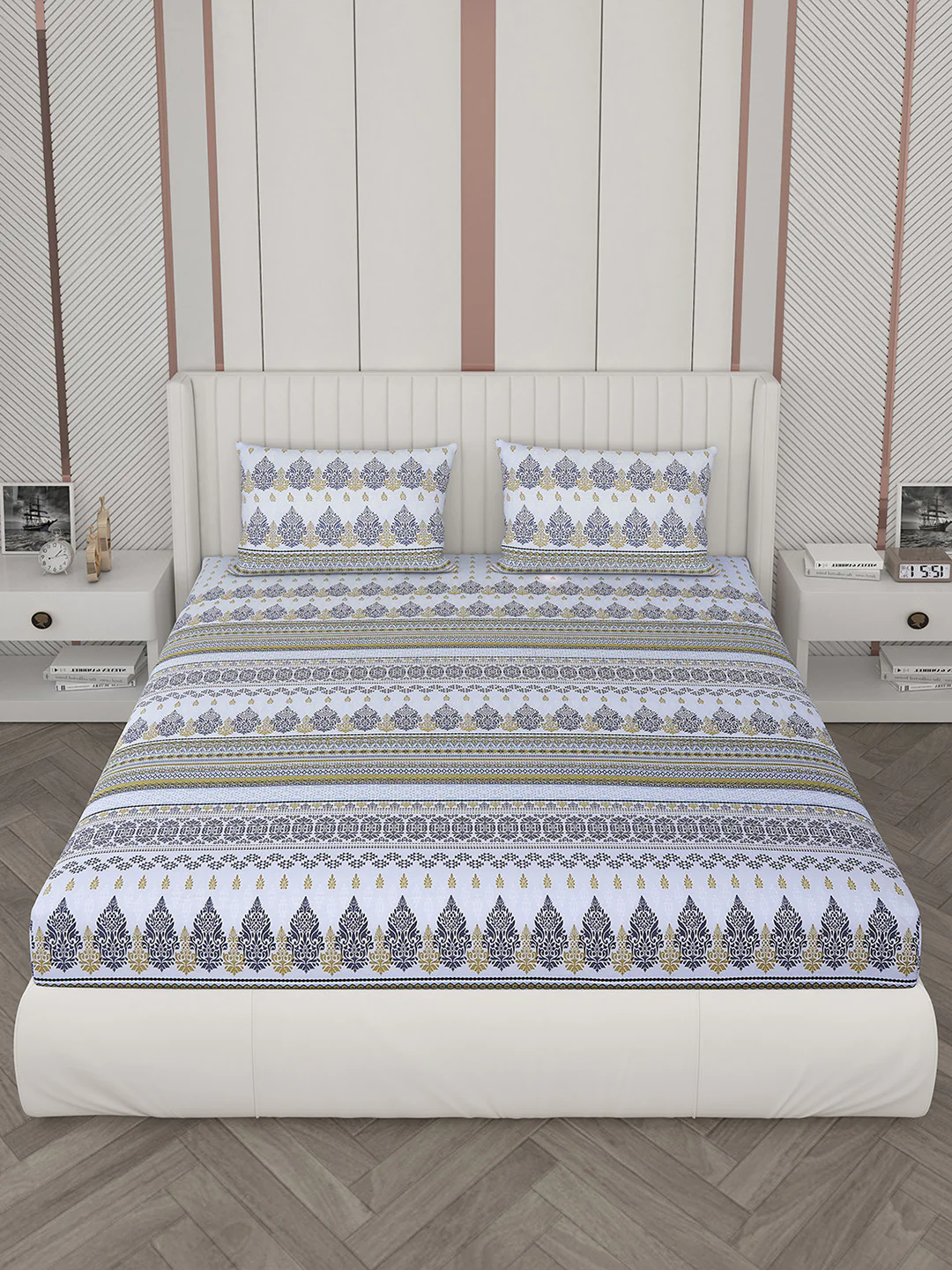 104 TC Cotton Double Bedsheet with 2 Pillow Covers - Updated - Updated - Image 2
