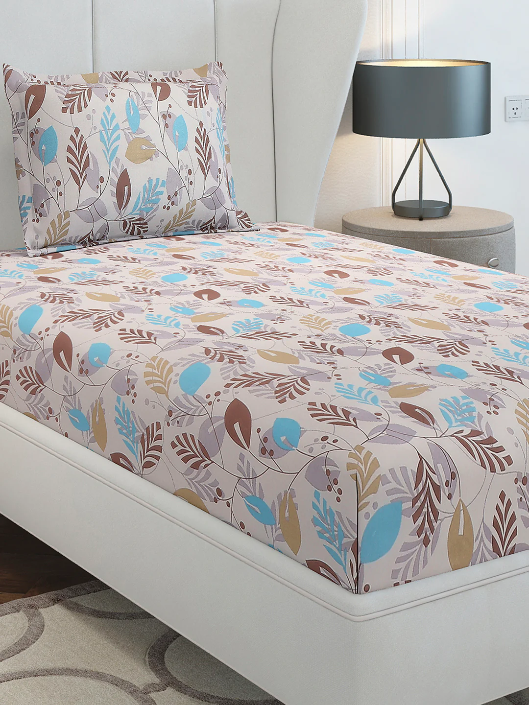 104 TC Cotton Single Bedsheet with 1 Pillow Cover (Elegance) - Image 2