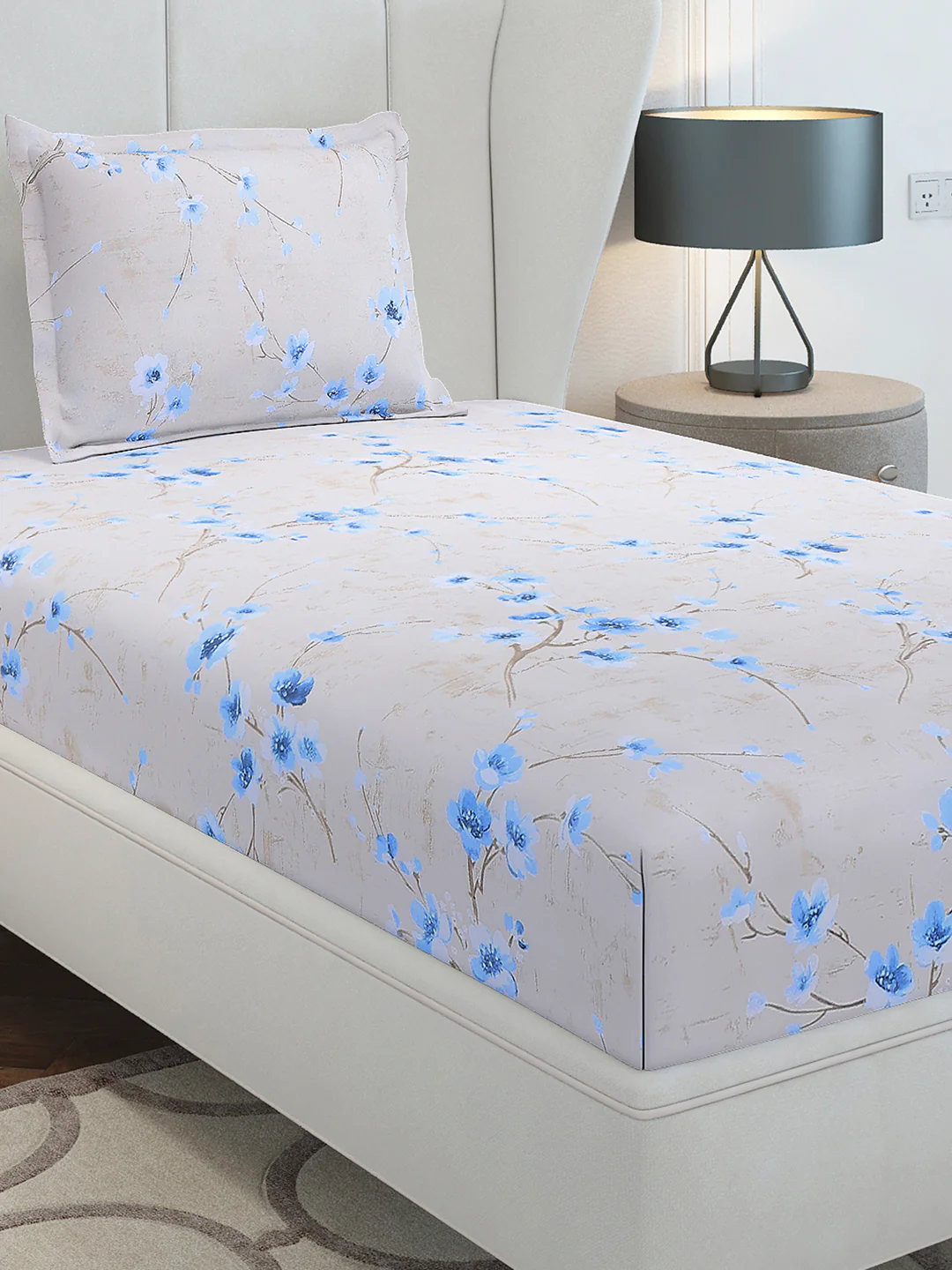 104 TC Cotton Single Bedsheet with 1 Pillow Cover (Elegance)