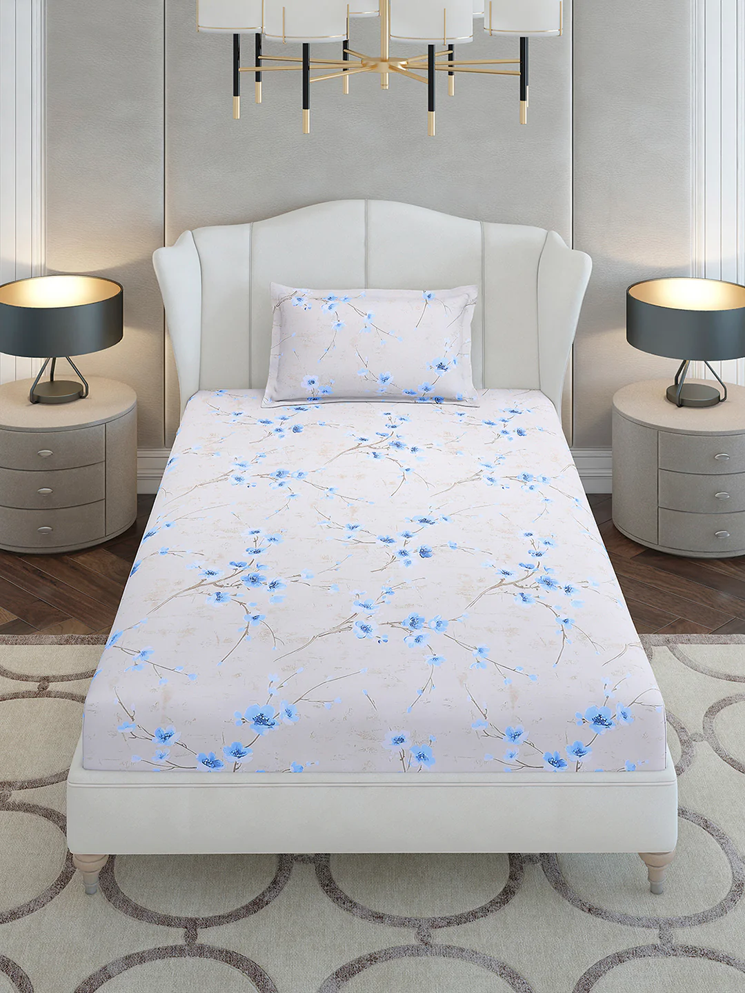 104 TC Cotton Single Bedsheet with 1 Pillow Cover (Elegance) - Image 2