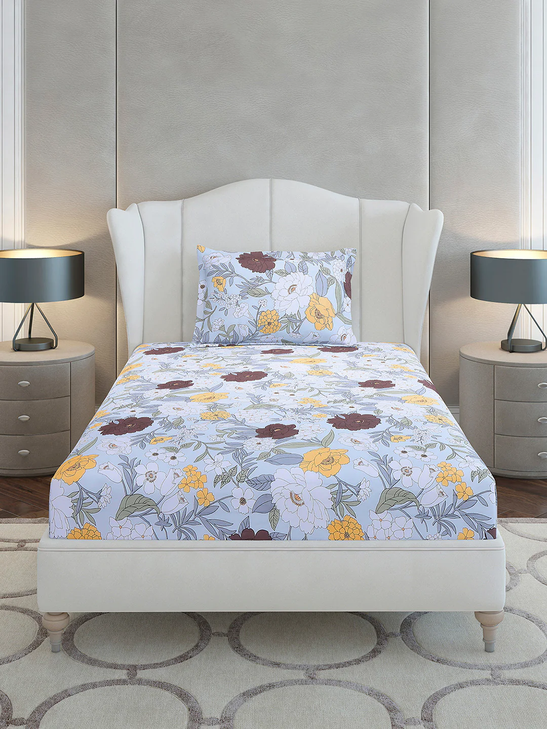 104 TC Cotton Single Bedsheet with 1 Pillow Cover (Elegance) - Image 3