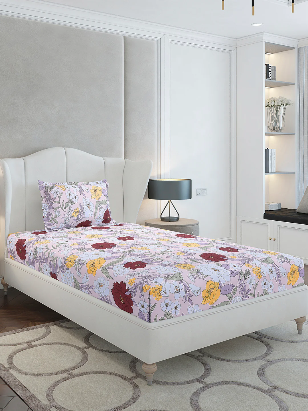 104 TC Cotton Single Bedsheet with 1 Pillow Cover (Elegance) - Image 4