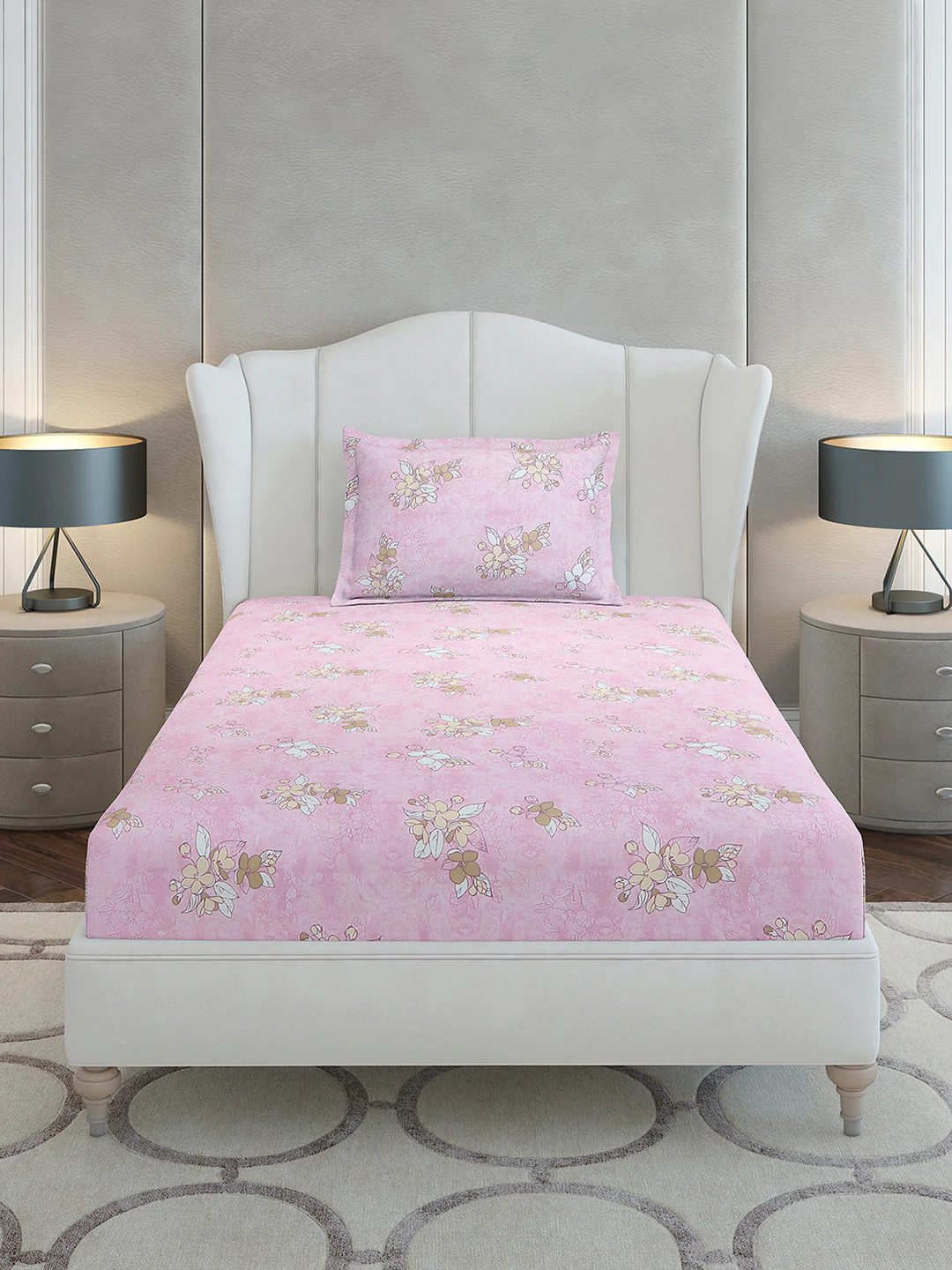 104 TC Cotton Single Bedsheet with 1 Pillow Cover (Elegance) - Image 3