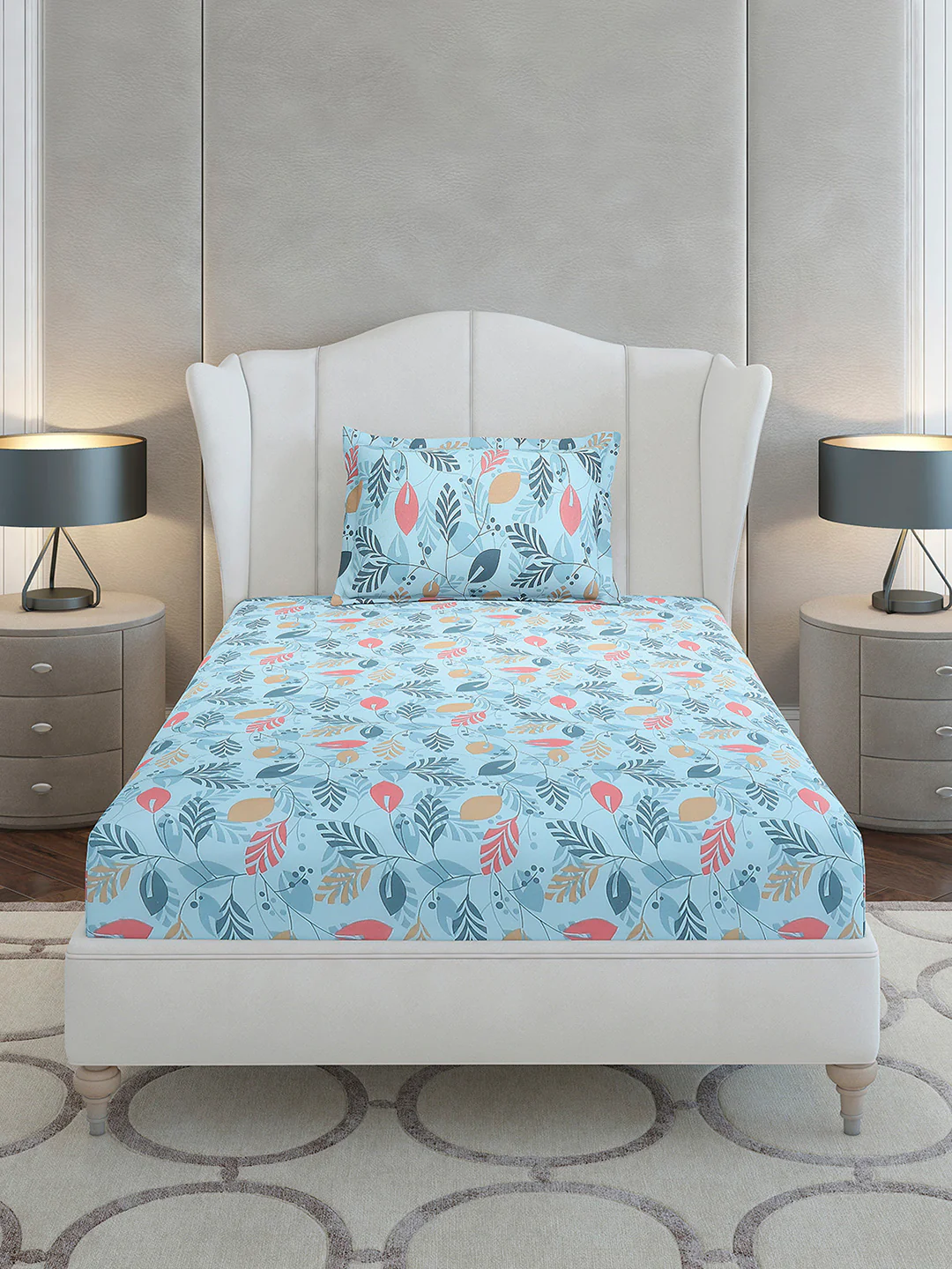 104 TC Cotton Single Bedsheet with 1 Pillow Cover (Elegance) - Image 3