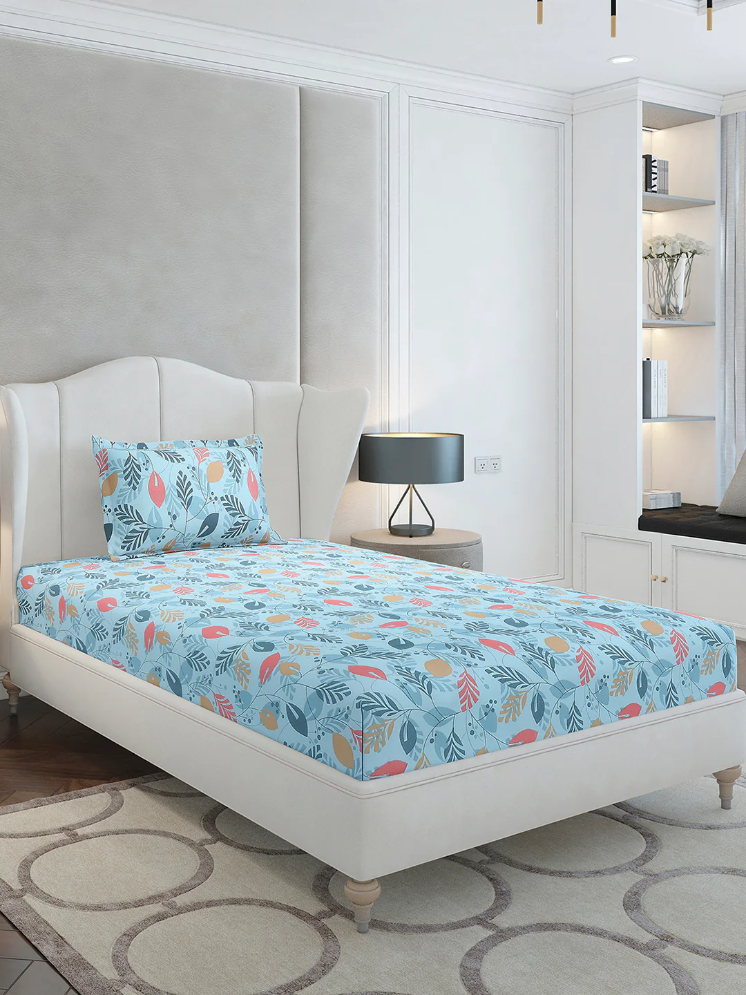 104 TC Cotton Single Bedsheet with 1 Pillow Cover (Elegance) - Image 4