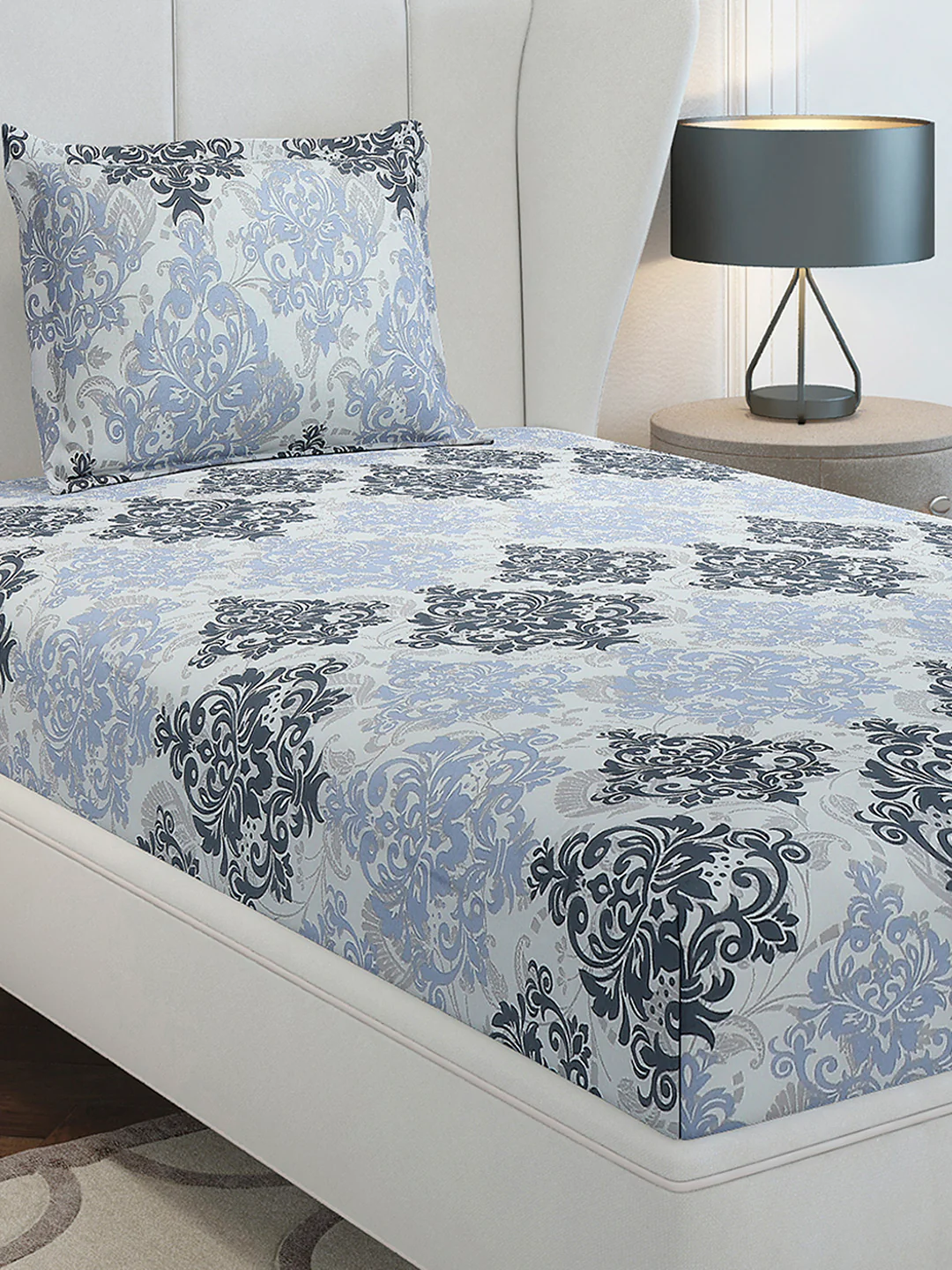 104 TC Cotton Single Bedsheet with 1 Pillow Cover (Elegance) - Image 2
