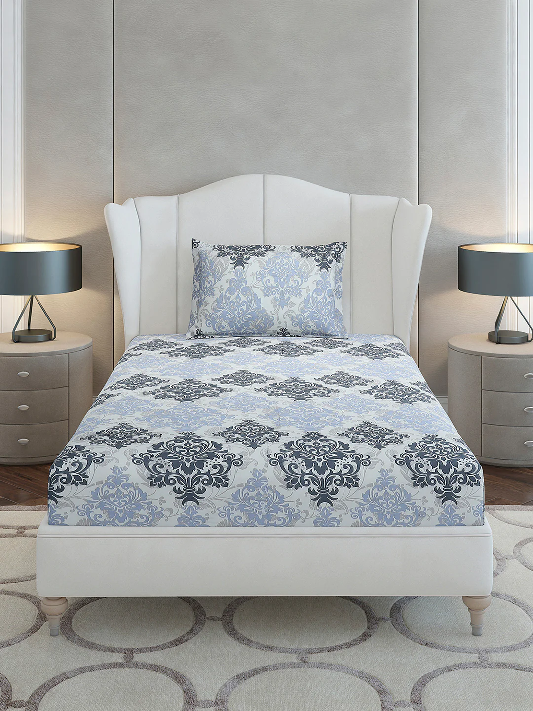 104 TC Cotton Single Bedsheet with 1 Pillow Cover (Elegance) - Image 3