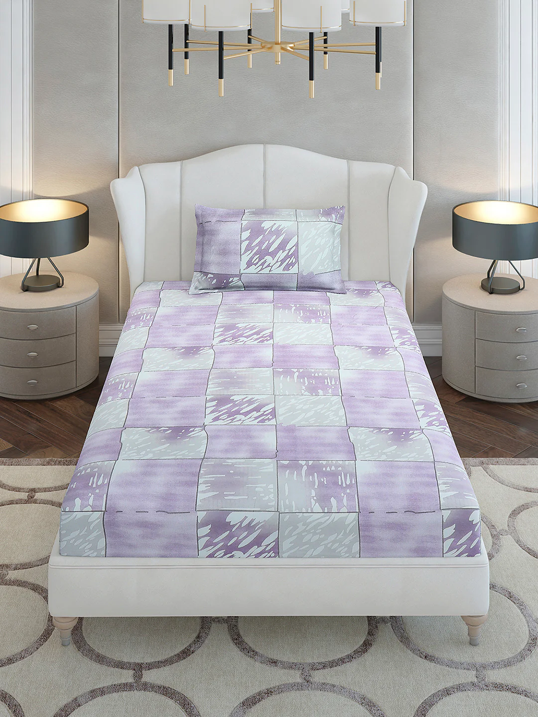 104 TC Cotton Single Bedsheet with 1 Pillow Cover (Elegance) - Image 2