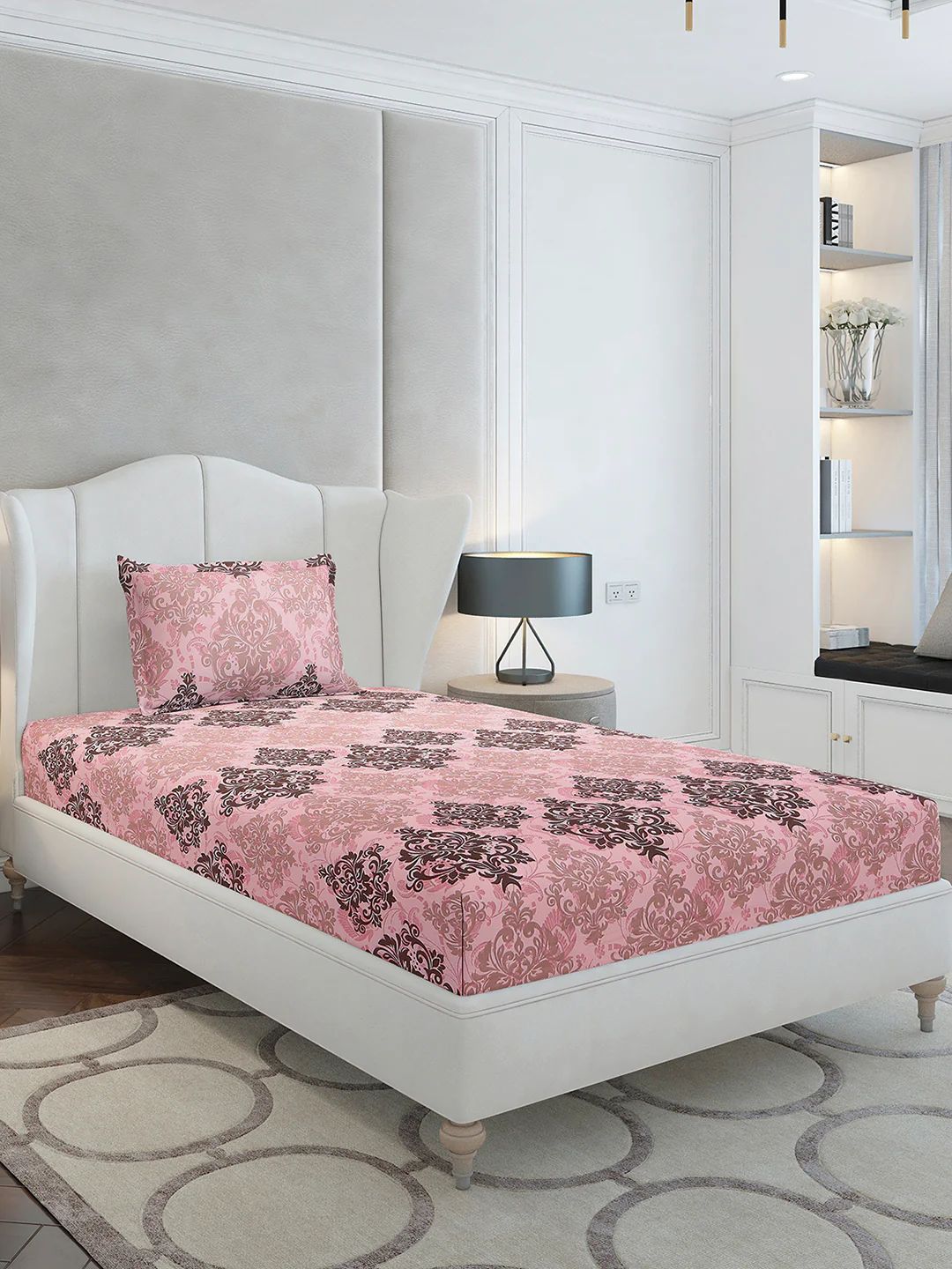 104 TC Cotton Single Bedsheet with 1 Pillow Cover (Elegance) - Image 4