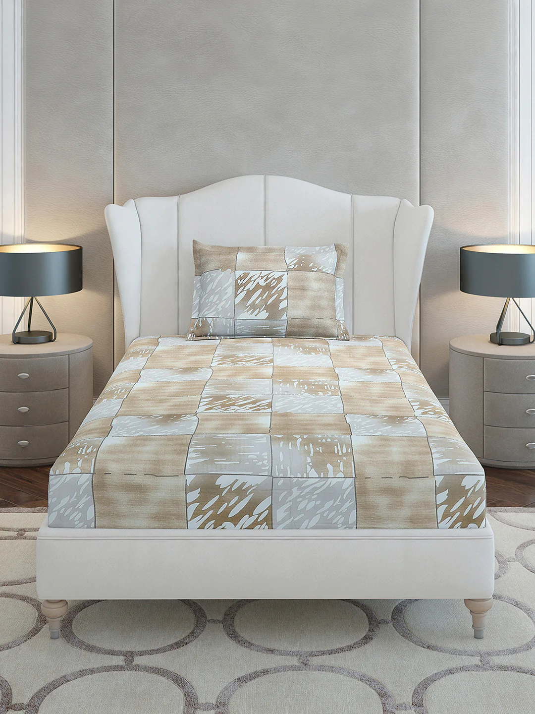 104 TC Cotton Single Bedsheet with 1 Pillow Cover (Elegance) - Image 3