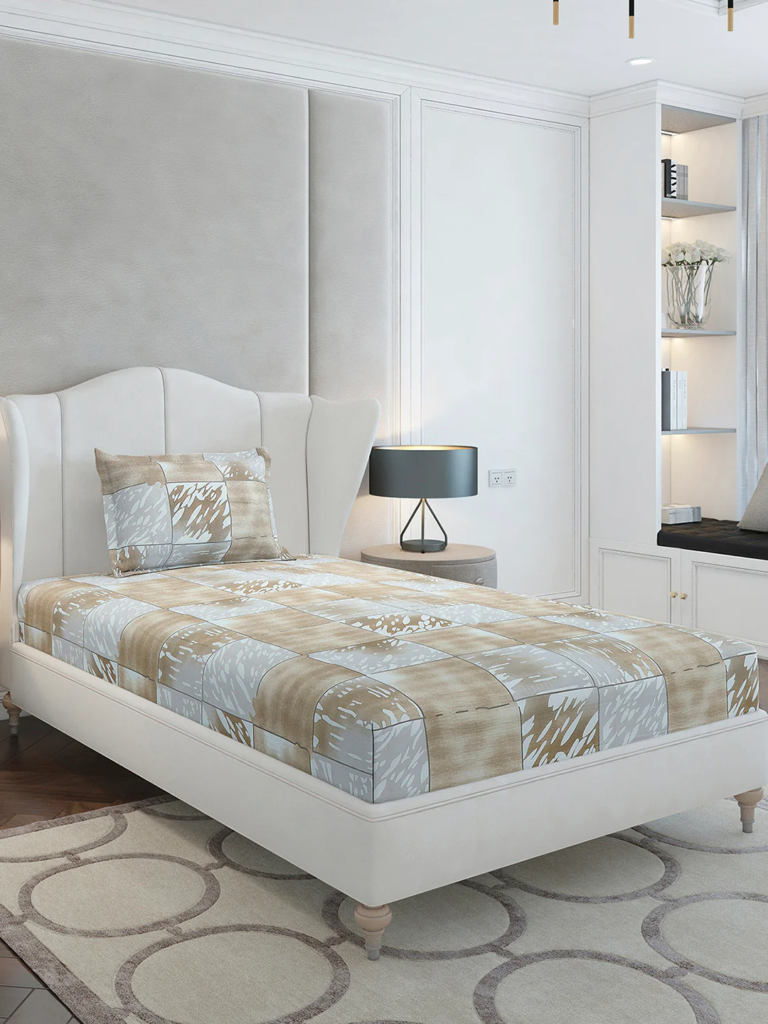 104 TC Cotton Single Bedsheet with 1 Pillow Cover (Elegance) - Image 4