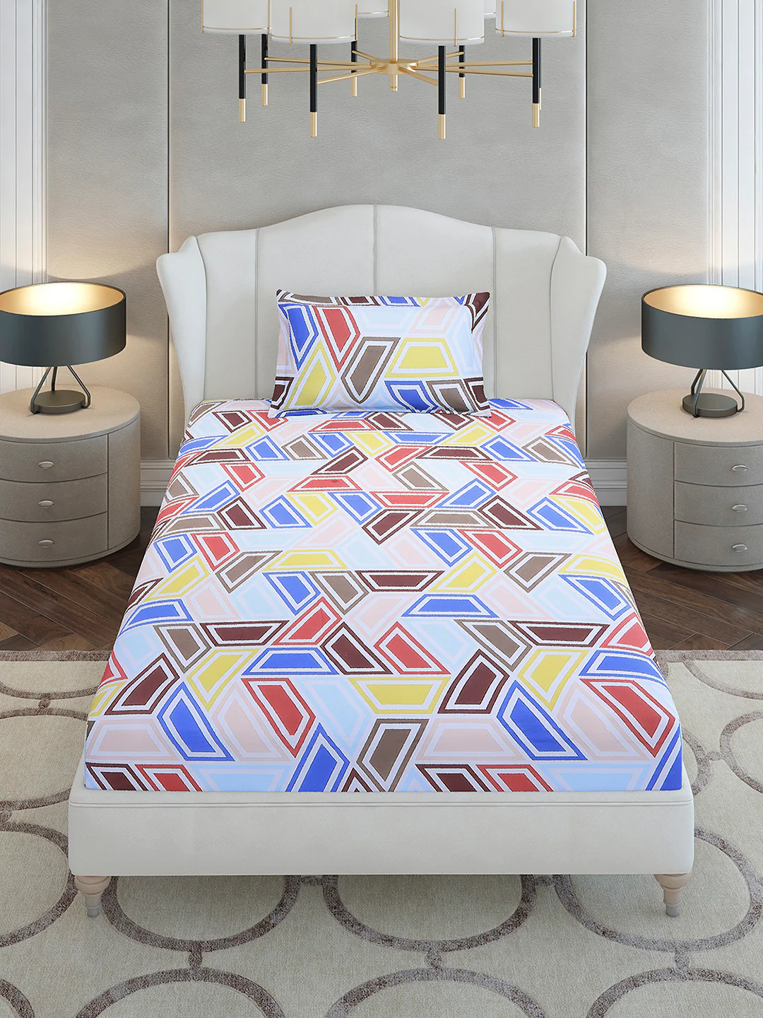 104 TC Cotton Single Bedsheet with 1 Pillow Cover (Elegance) - Image 2