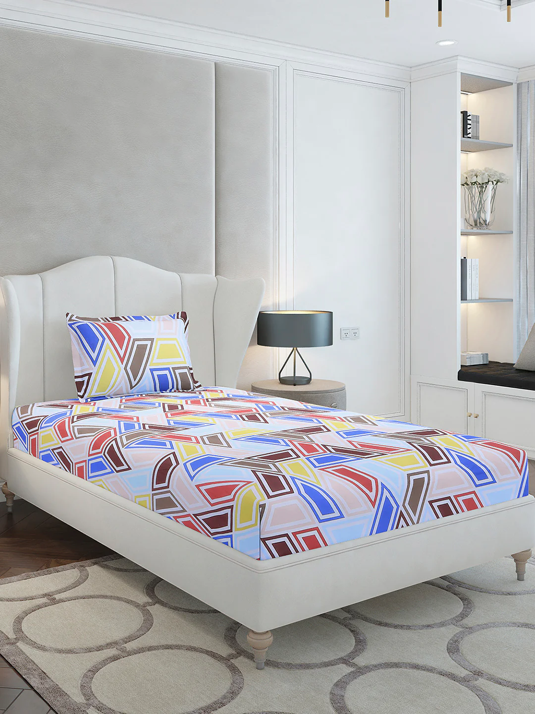 104 TC Cotton Single Bedsheet with 1 Pillow Cover (Elegance) - Image 4