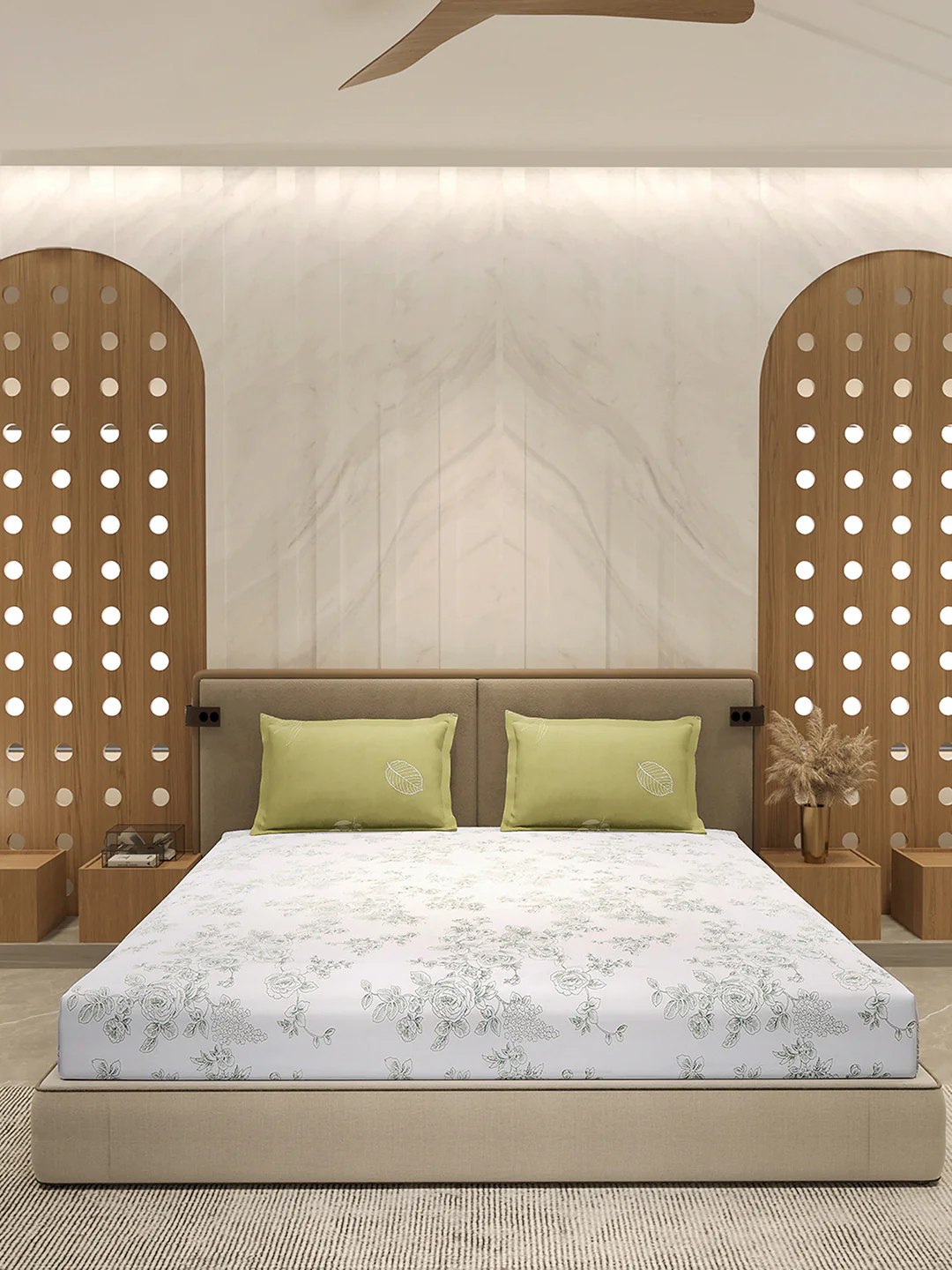 110 GSM Polyester Double Bed 1 Bedsheet with 2 Pillow Cover (Aromatica) - Image 3