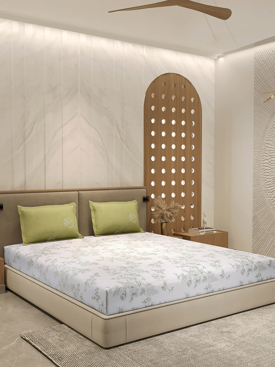 110 GSM Polyester Double Bed 1 Bedsheet with 2 Pillow Cover (Aromatica) - Image 4