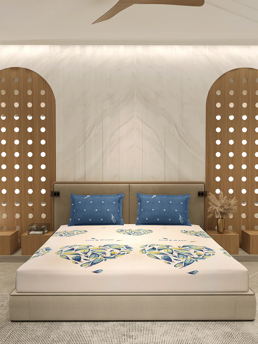 110 GSM Polyester Double Bed 1 Bedsheet with 2 Pillow Cover (Aromatica) - Image 3