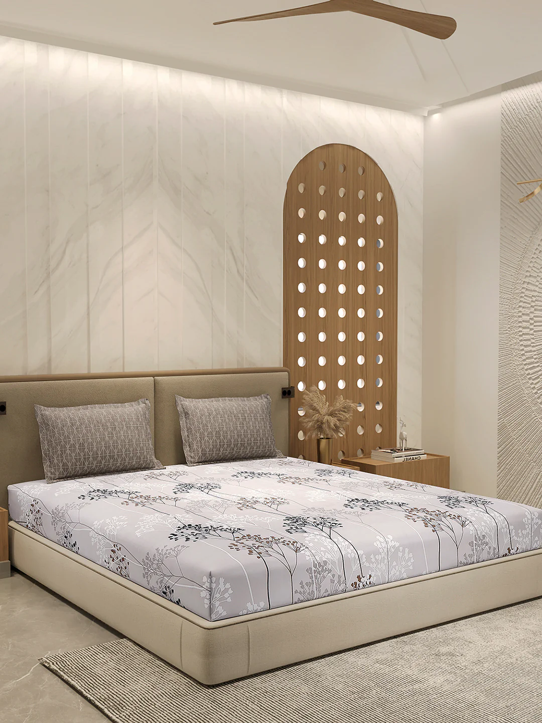 110 GSM Polyester Double Bed 1 Bedsheet with 2 Pillow Cover (Aromatica) - Image 4