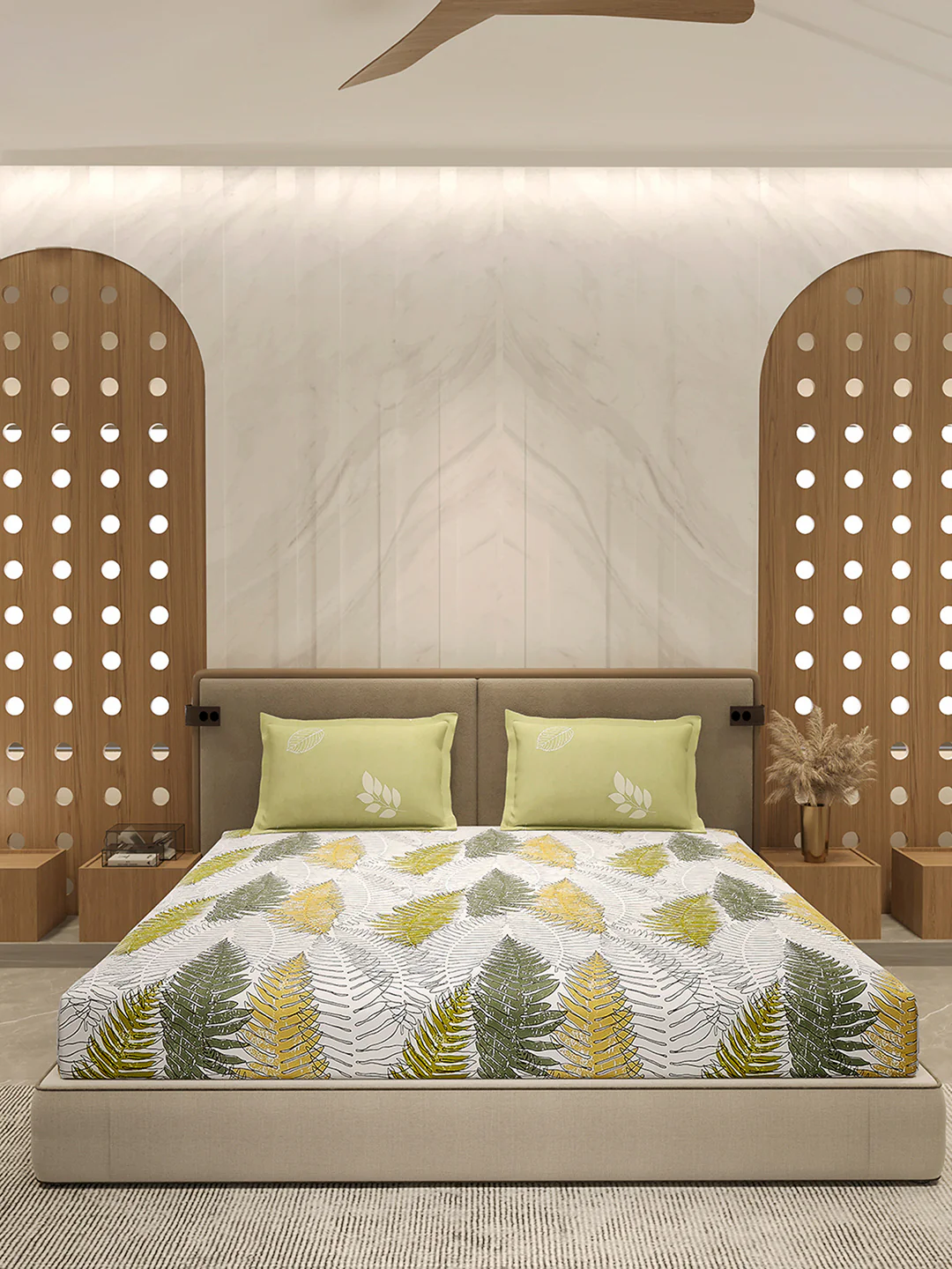 110 GSM Polyester Double Bed 1 Bedsheet with 2 Pillow Cover (Aromatica) - Image 3