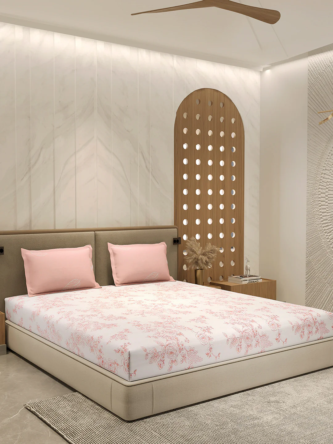 110 GSM Polyester Double Bed 1 Bedsheet with 2 Pillow Cover (Aromatica) - Image 4