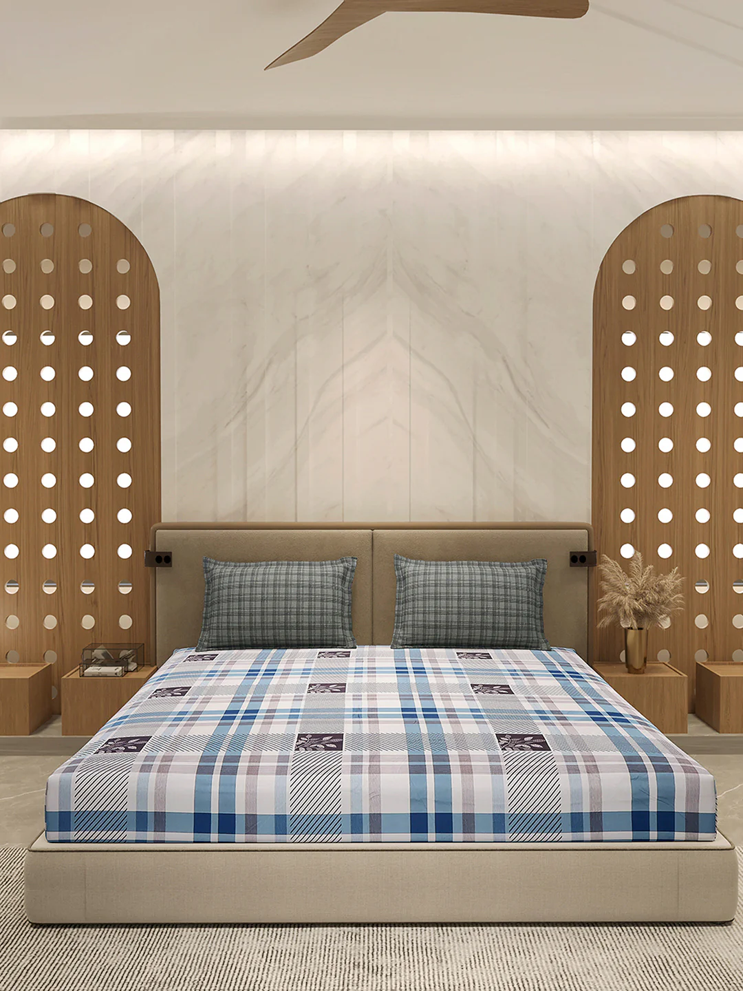 110 GSM Polyester Double Bed 1 Bedsheet with 2 Pillow Cover (Aromatica) - Image 3