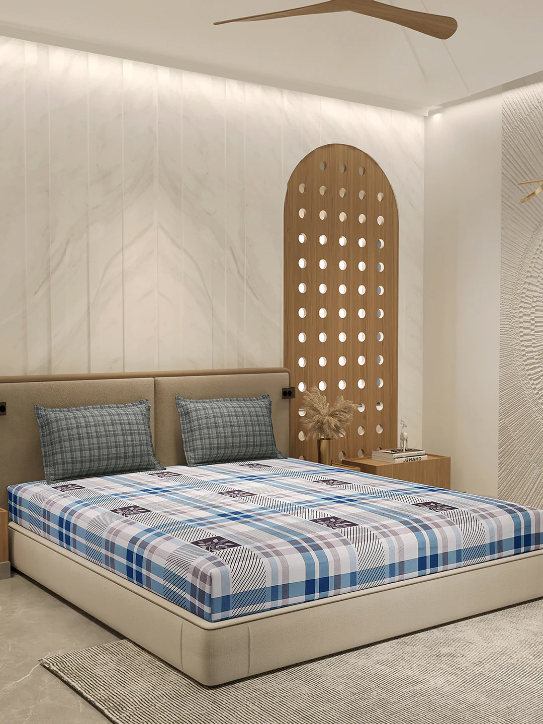 110 GSM Polyester Double Bed 1 Bedsheet with 2 Pillow Cover (Aromatica) - Image 4