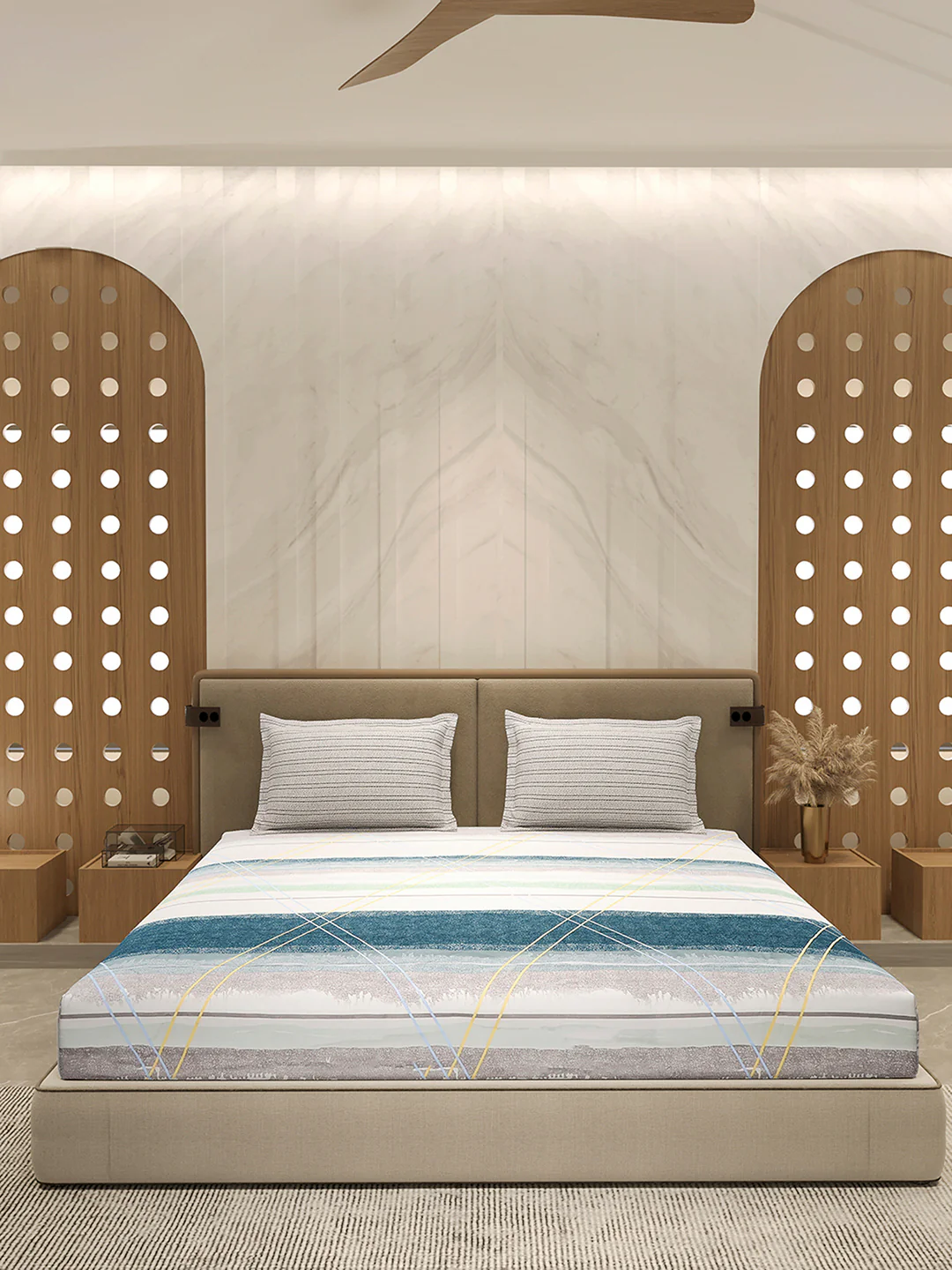 110 GSM Polyester Double Bed 1 Bedsheet with 2 Pillow Cover (Aromatica) - Image 3