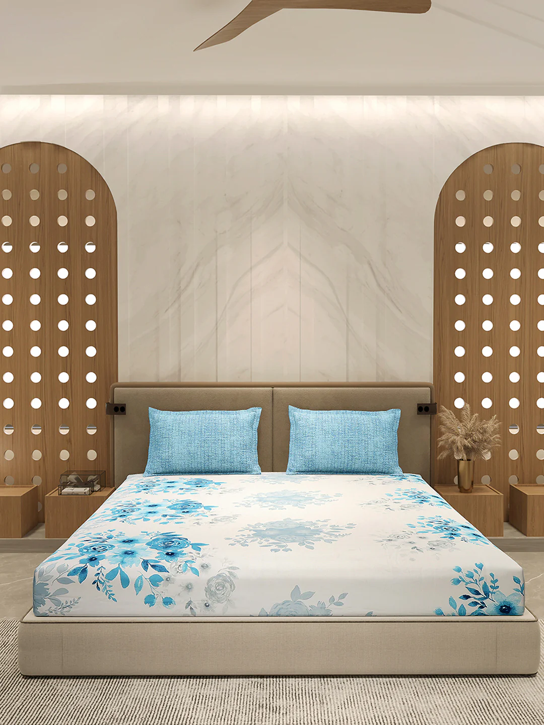 110 GSM Polyester Double Bed 1 Bedsheet with 2 Pillow Cover (Aromatica) - Image 3