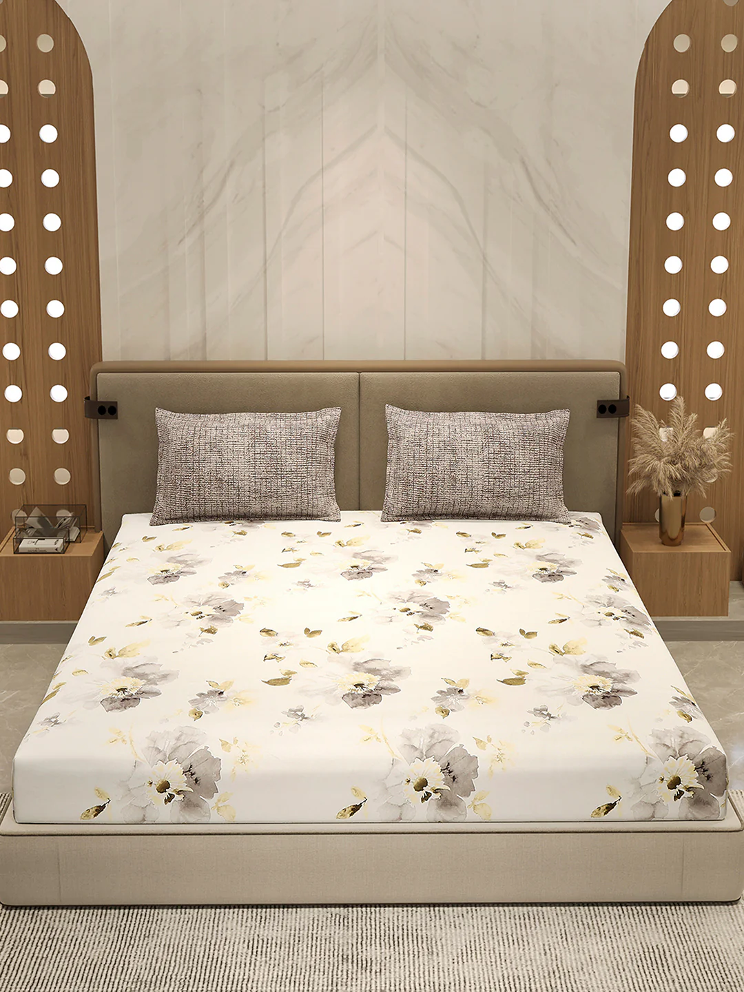 110 GSM Polyester Double Bed 1 Bedsheet with 2 Pillow Cover (Aromatica) - Image 2