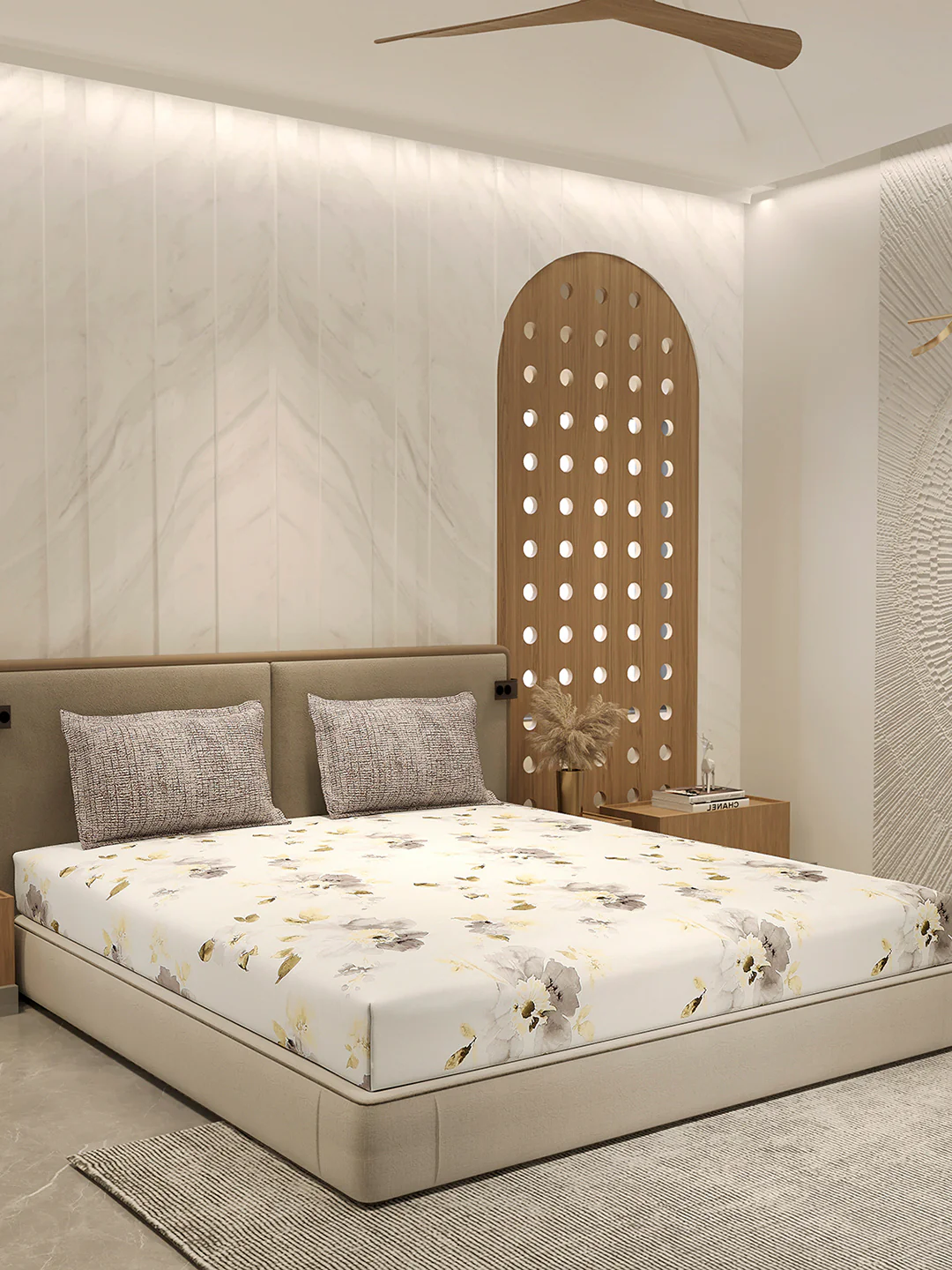 110 GSM Polyester Double Bed 1 Bedsheet with 2 Pillow Cover (Aromatica) - Image 4