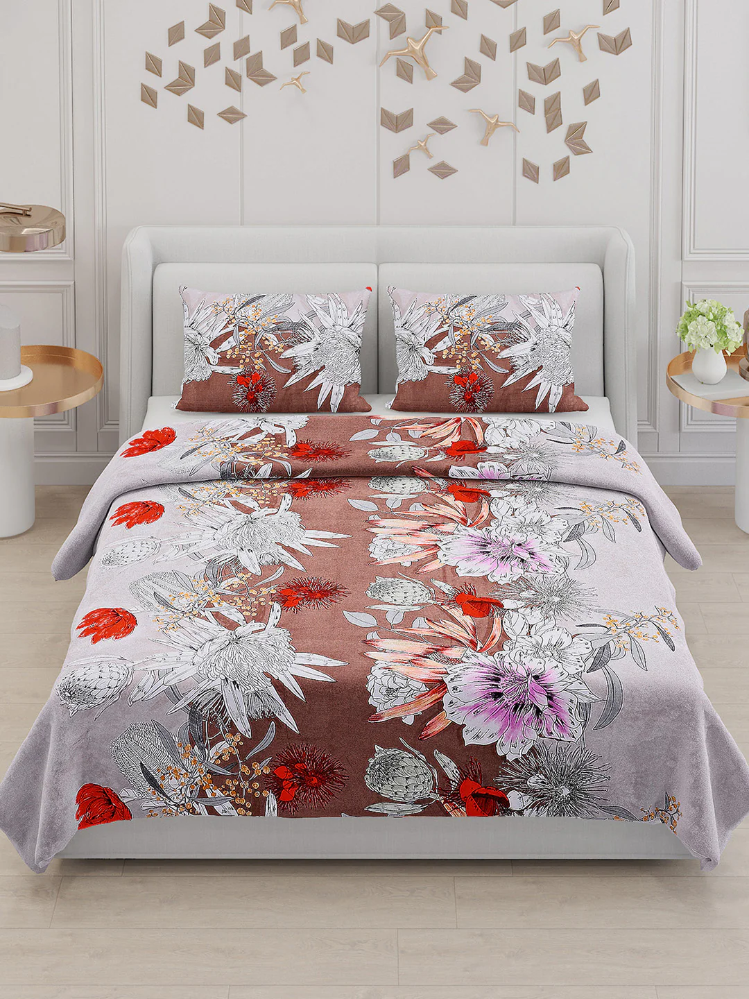 110 GSM Polyester Double Bed Bedsheet with 2 Pillow Covers - Updated - Updated - Image 2
