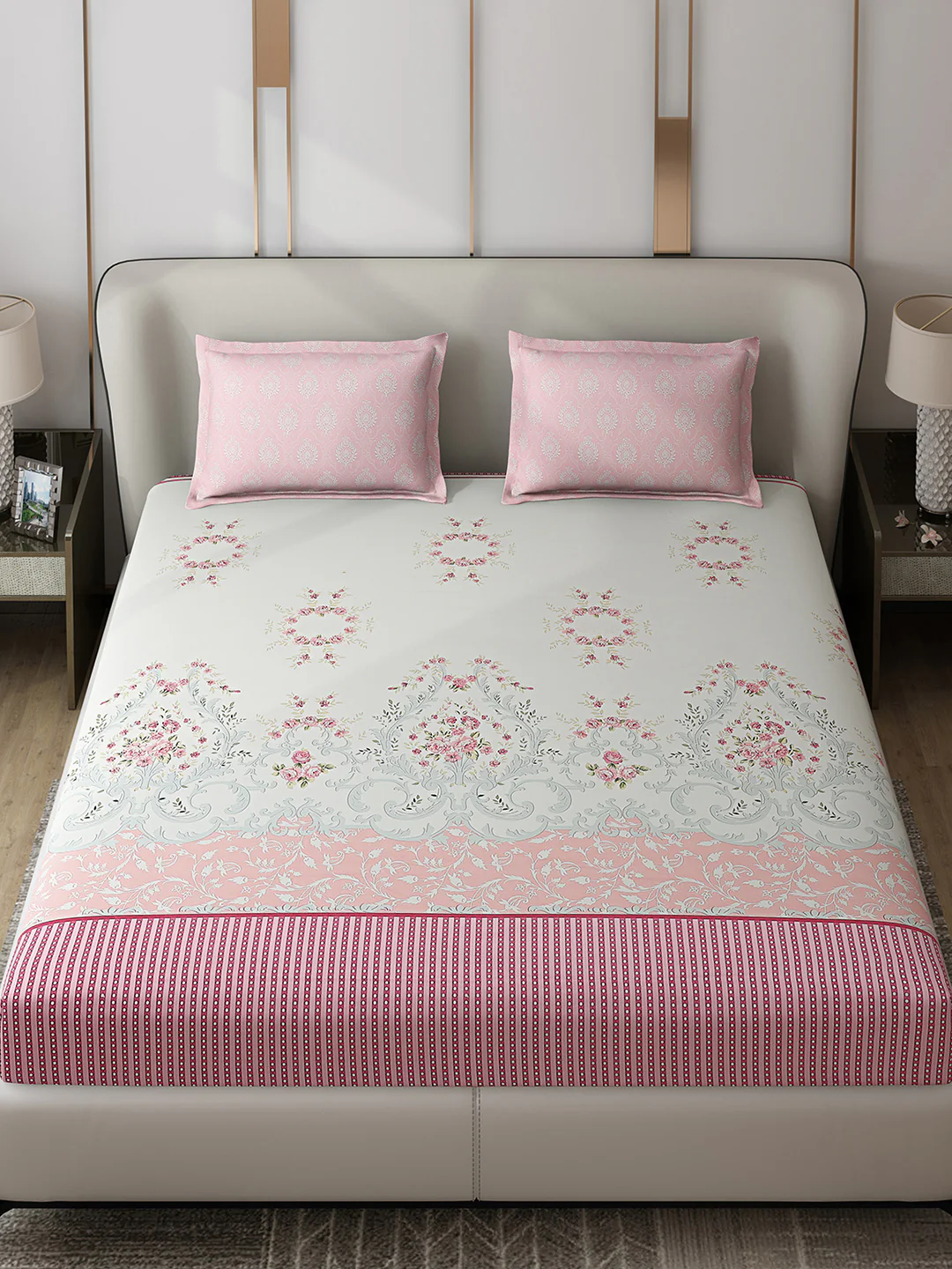 110 GSM Polyester Double Bed 1 Bedsheet with 2 Pillow Covers (Aromatic) - Updated - Updated - Image 2