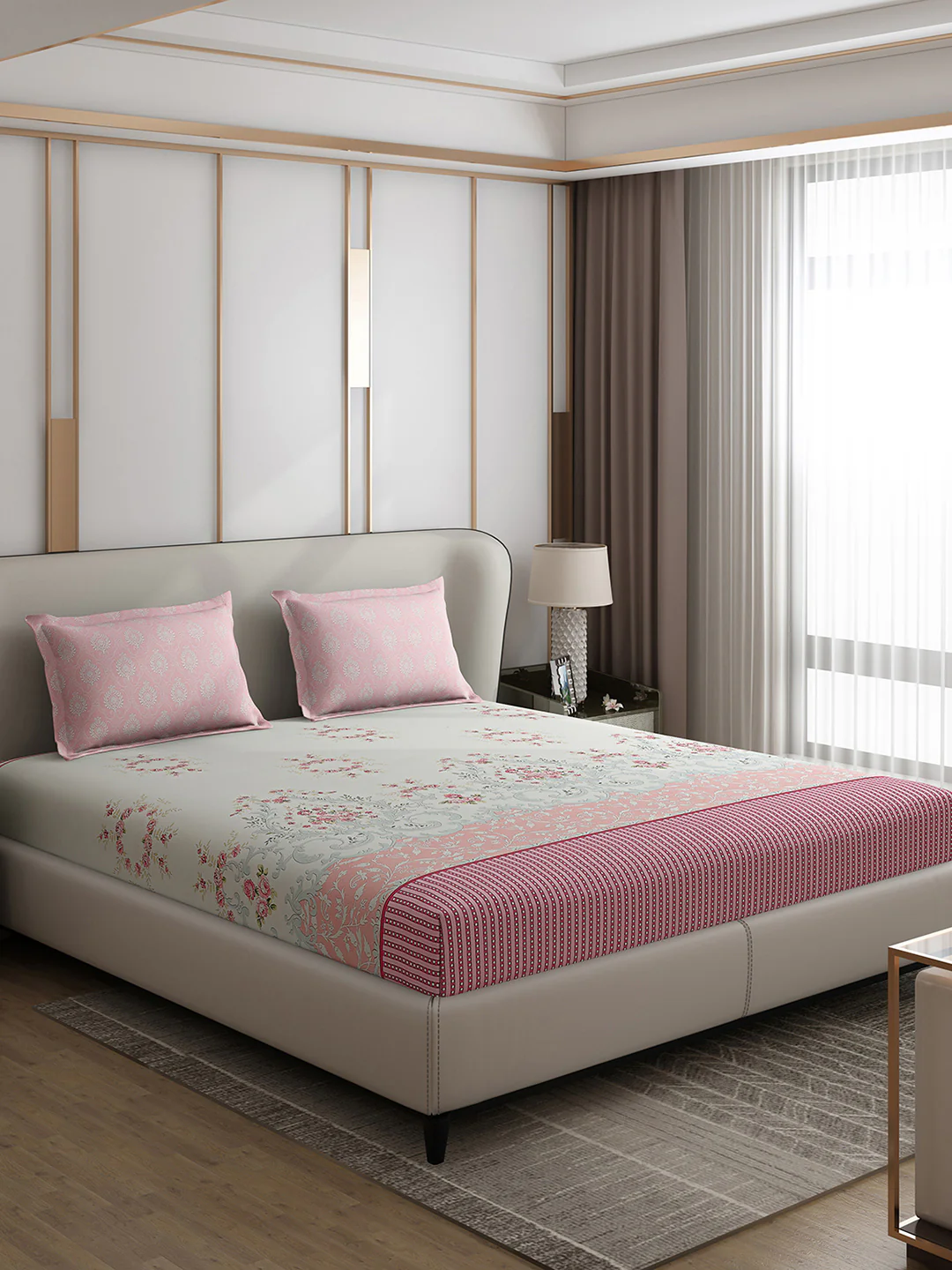 110 GSM Polyester Double Bed 1 Bedsheet with 2 Pillow Covers (Aromatic) - Updated - Updated - Image 4