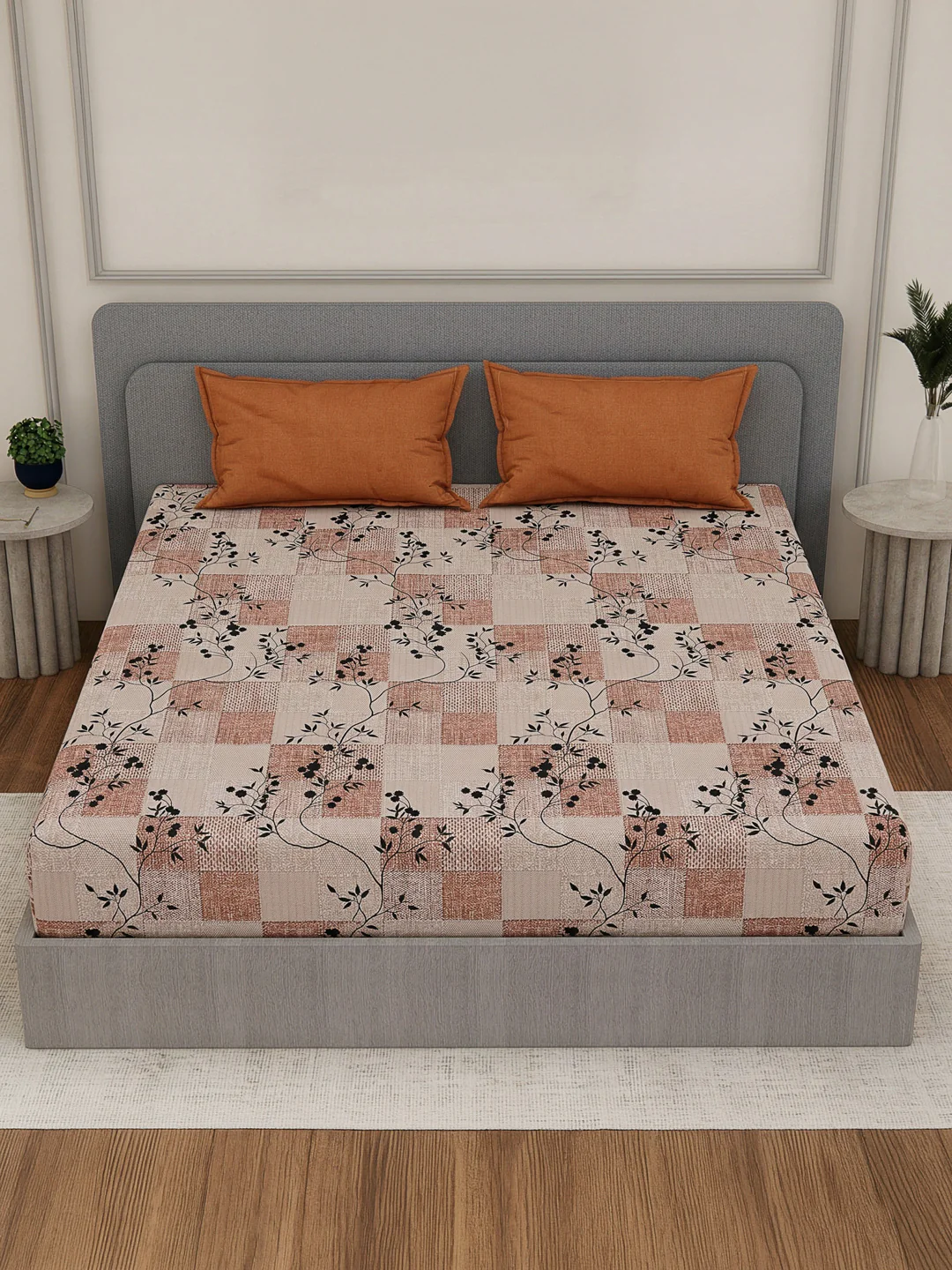 110 GSM Polyester Double Bed Bedsheet with 2 Pillow Covers Aromatica Collection - Image 4