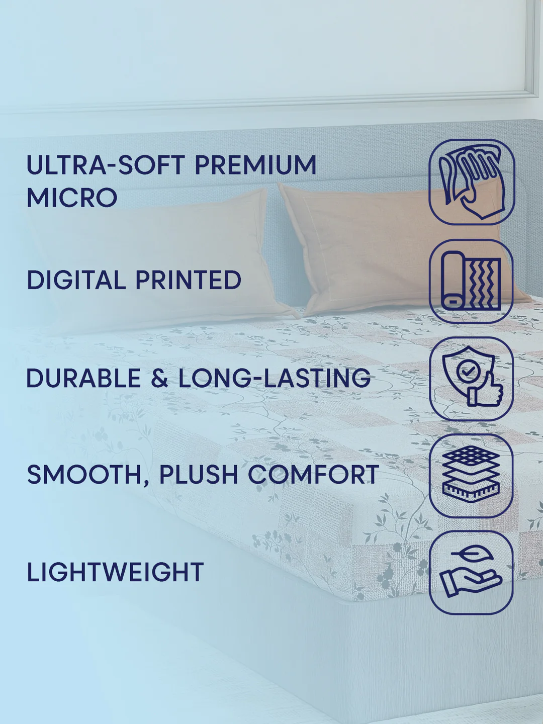 110 GSM Polyester Double Bed Bedsheet with 2 Pillow Covers Aromatica Collection - Image 9