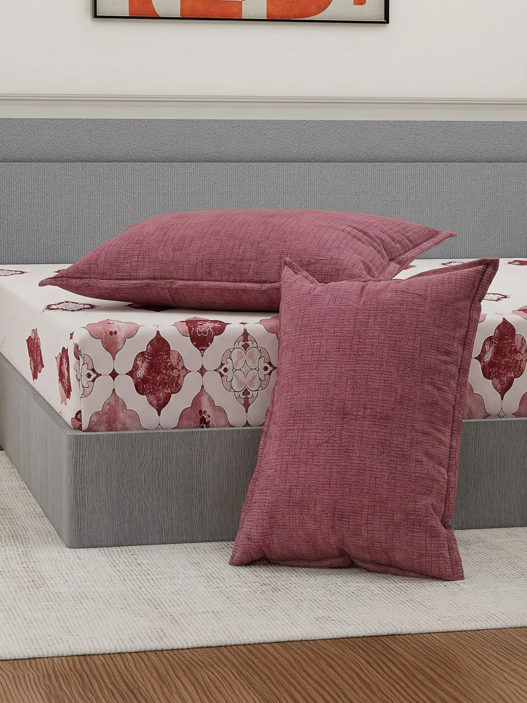 110 GSM Polyester Double Bed Bedsheet with 2 Pillow Covers Aromatica Collection - Image 5