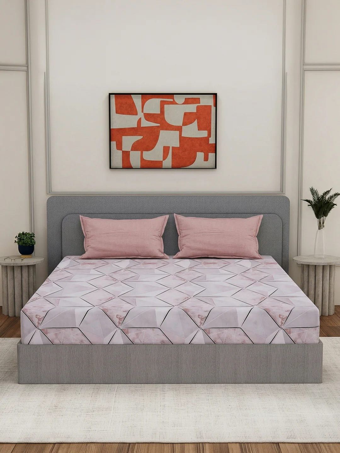 110 GSM Polyester Double Bed Bedsheet with 2 Pillow Covers Aromatica Collection - Image 5