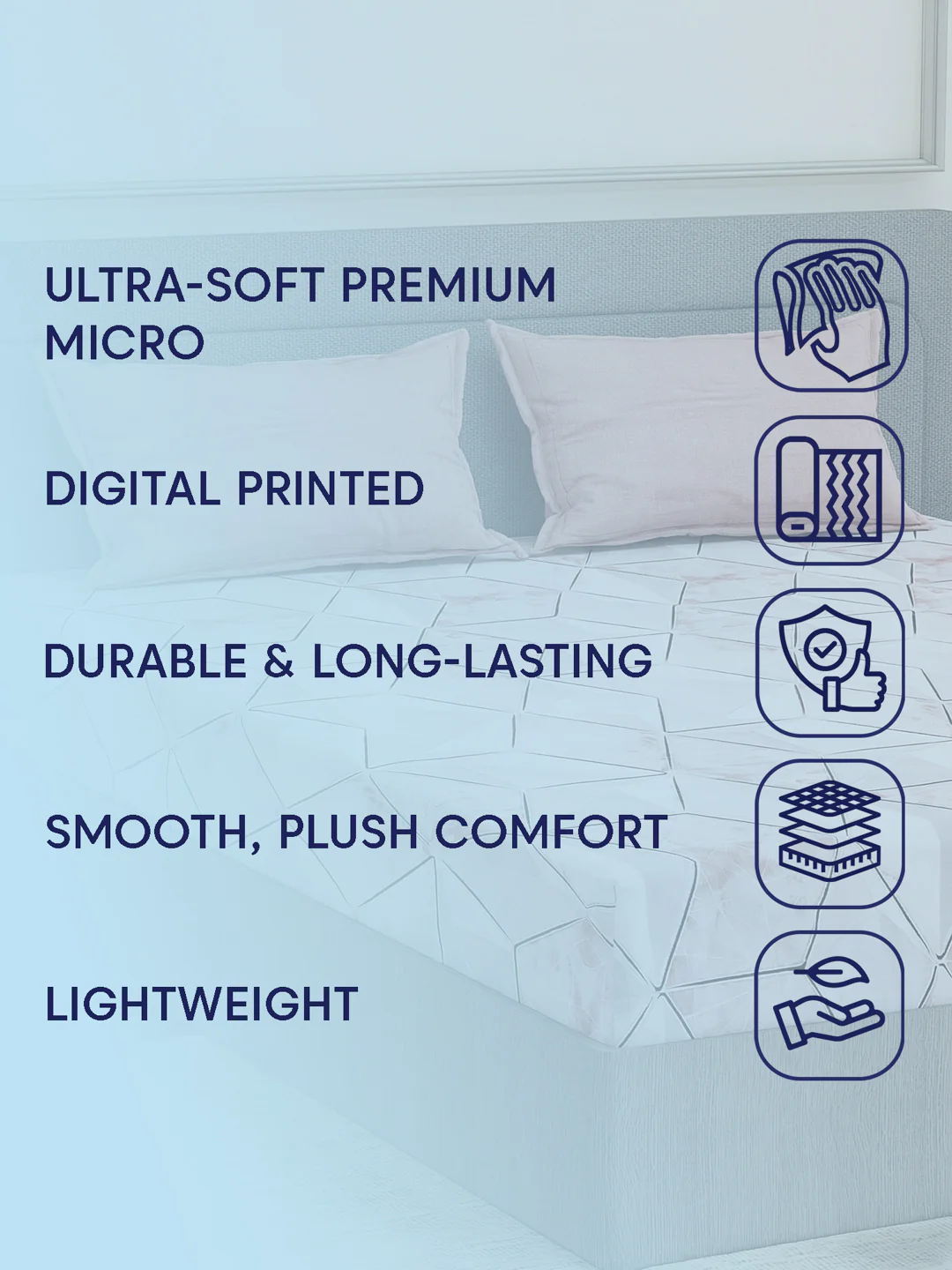 110 GSM Polyester Double Bed Bedsheet with 2 Pillow Covers Aromatica Collection - Image 9